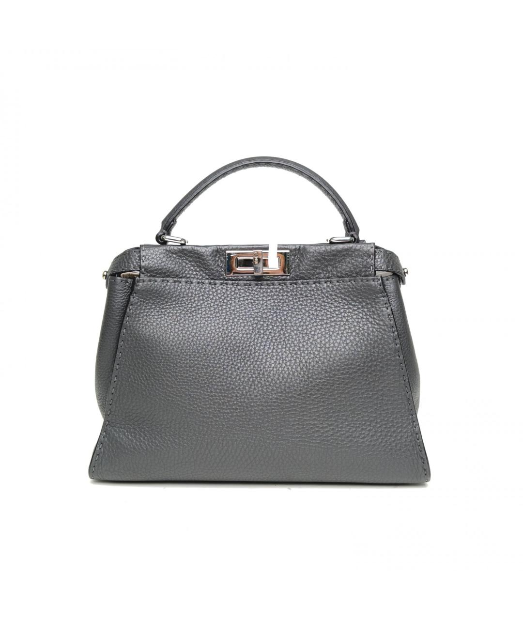 FENDI Серая кожаная сумка через плечо, фото 4