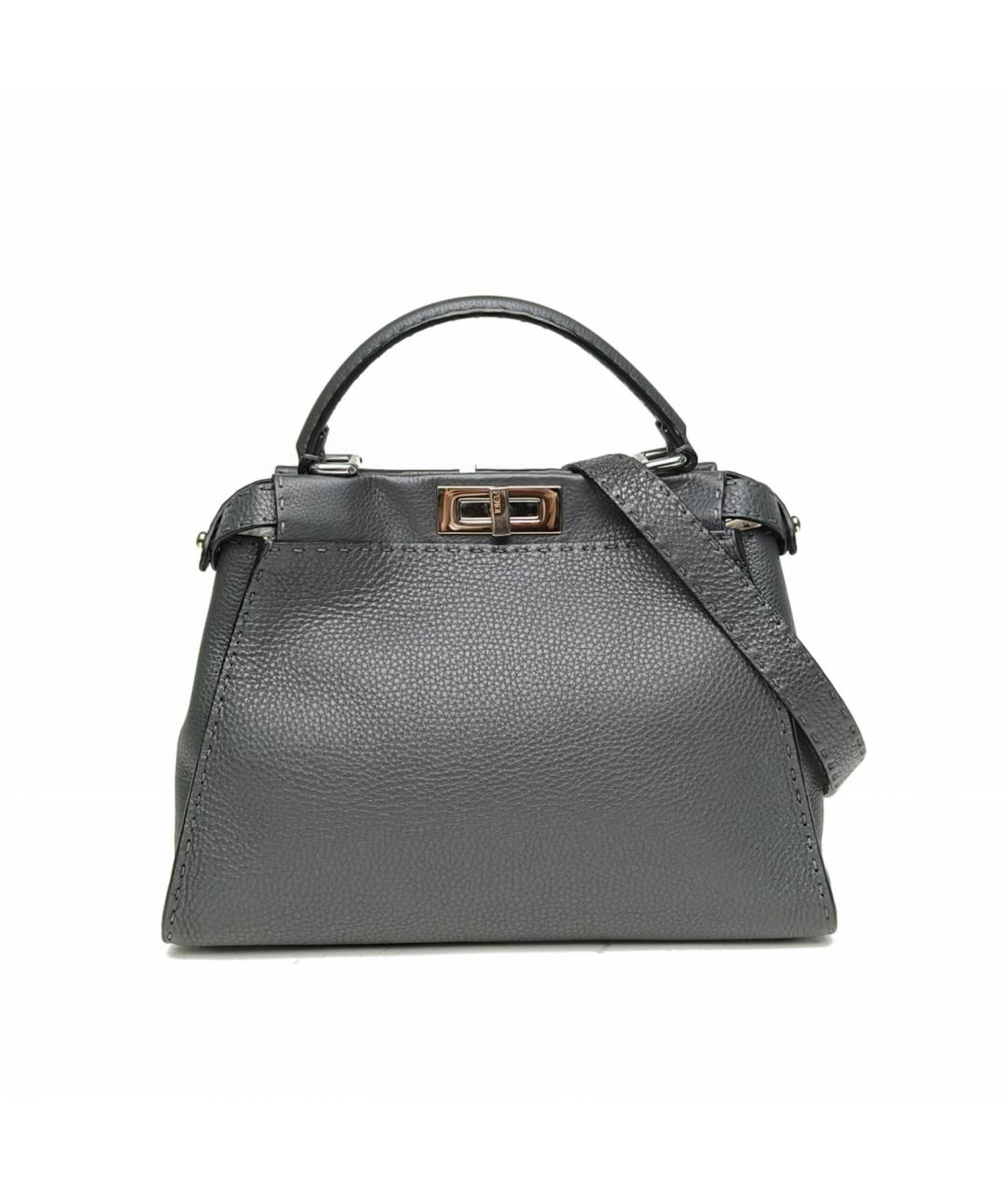 FENDI Серая кожаная сумка через плечо, фото 2