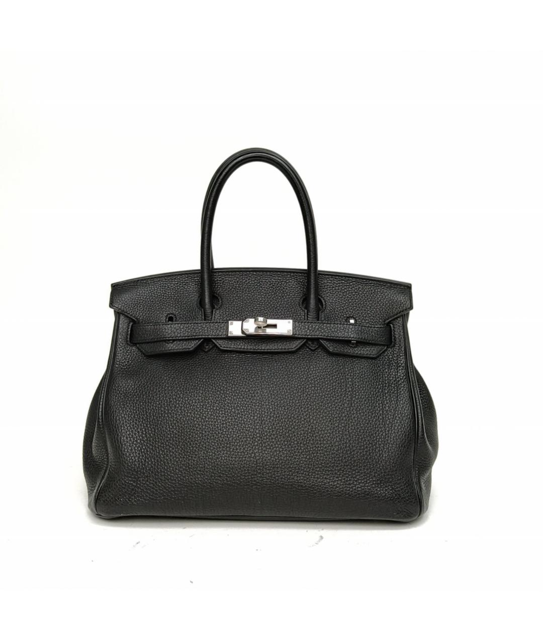 HERMES Черная кожаная сумка с короткими ручками, фото 2