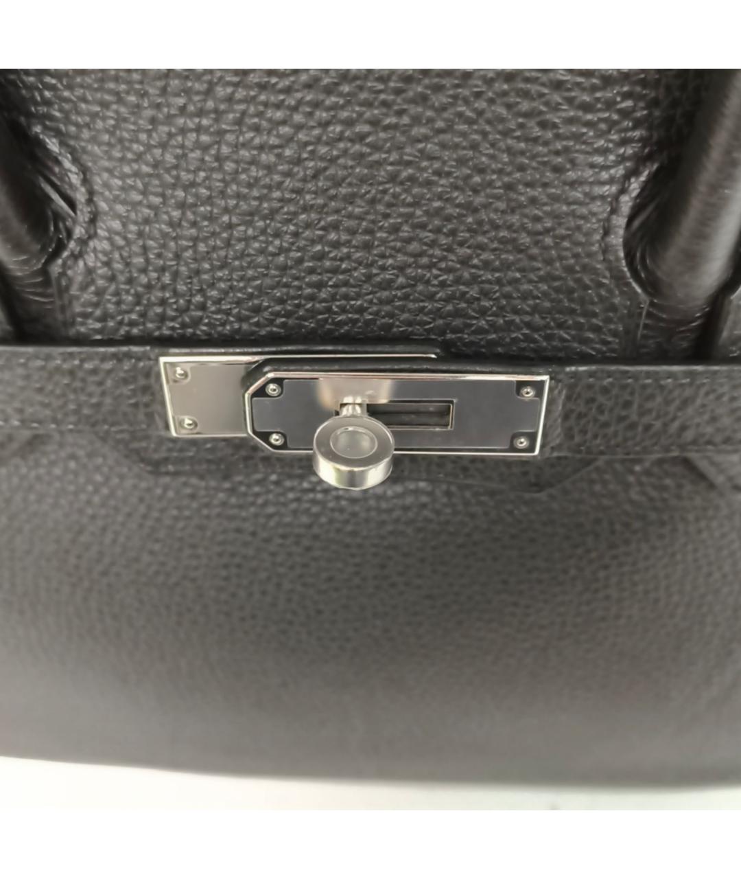 HERMES Черная кожаная сумка с короткими ручками, фото 7