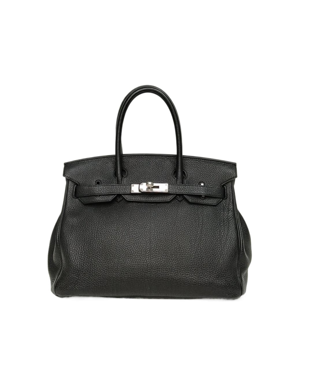 HERMES Черная кожаная сумка с короткими ручками, фото 1