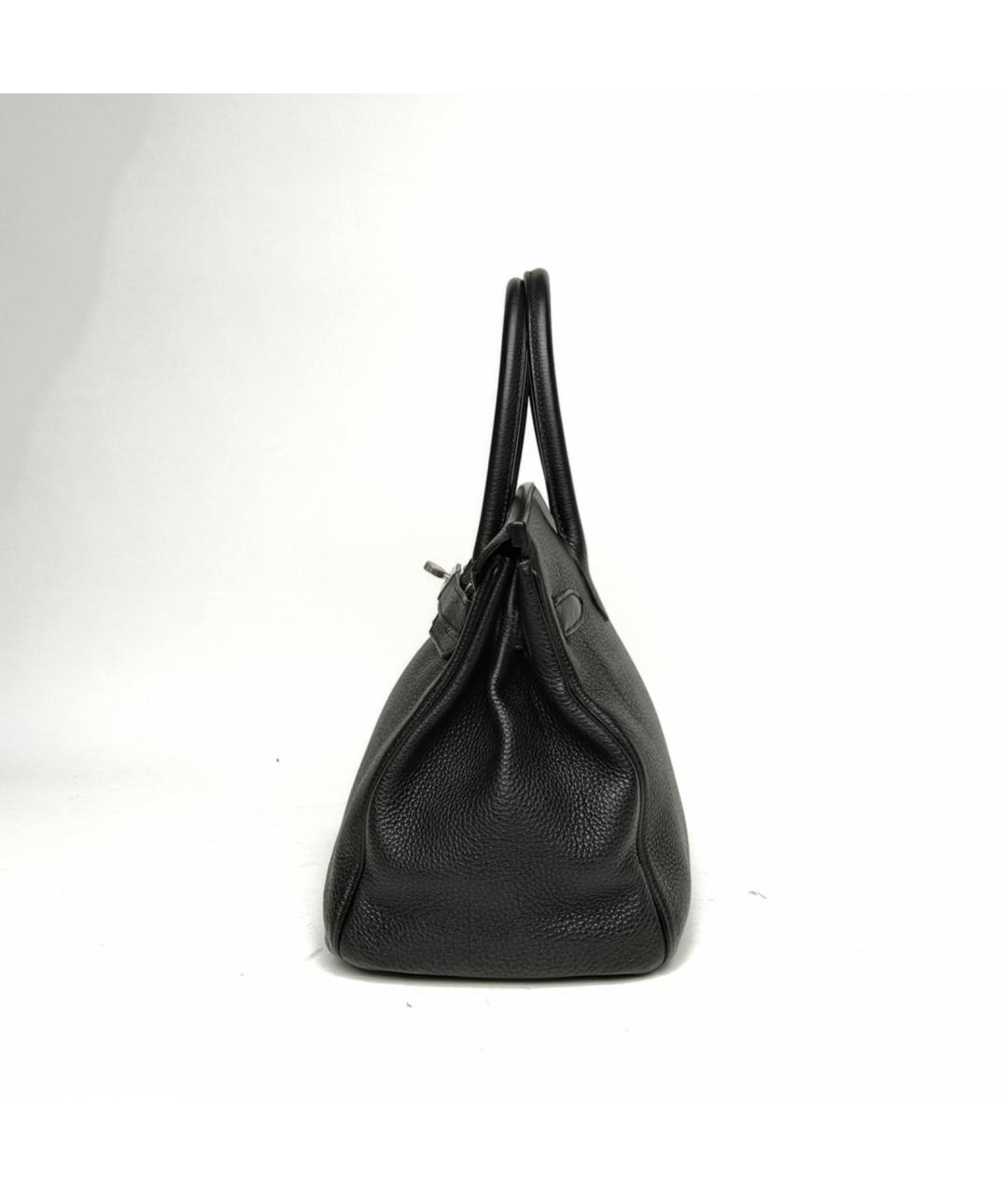 HERMES Черная кожаная сумка с короткими ручками, фото 3