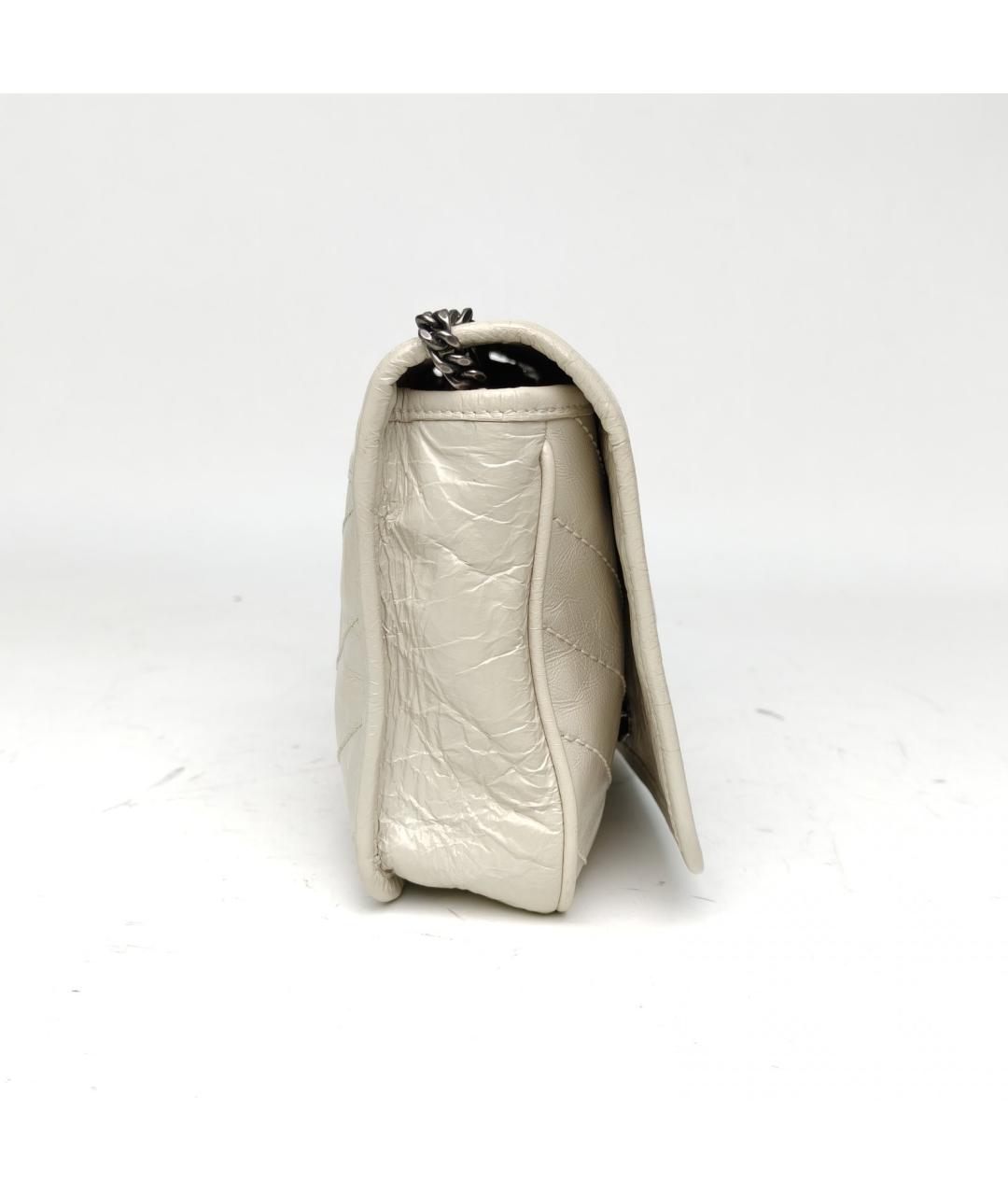 SAINT LAURENT Бежевая кожаная сумка через плечо, фото 5