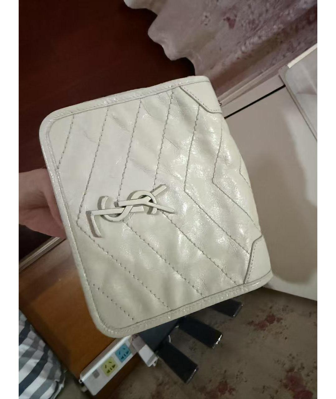 SAINT LAURENT Бежевая кожаная сумка через плечо, фото 9