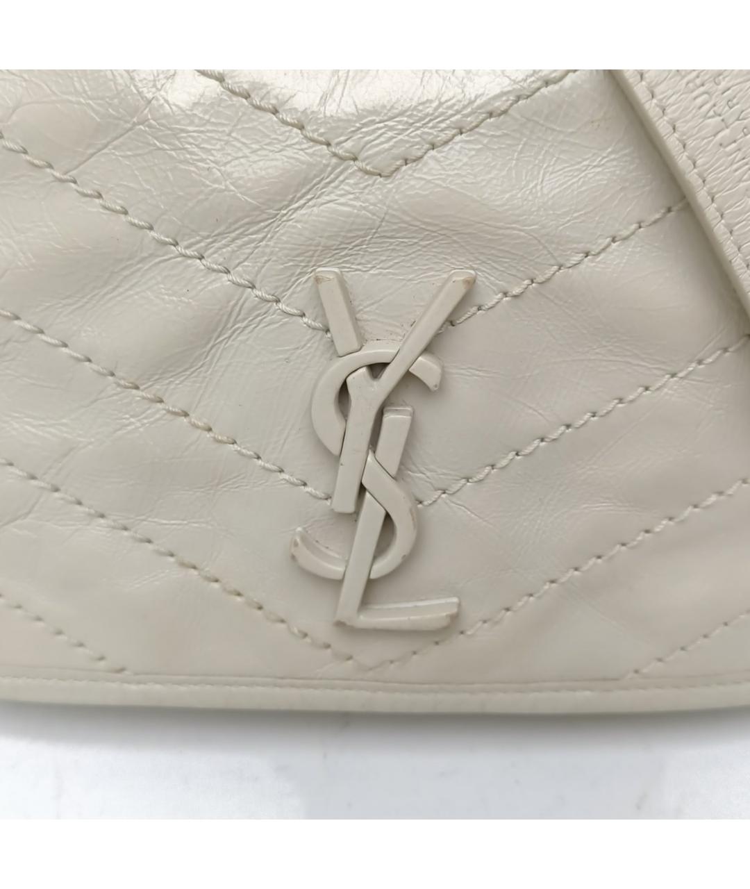 SAINT LAURENT Бежевая кожаная сумка через плечо, фото 7