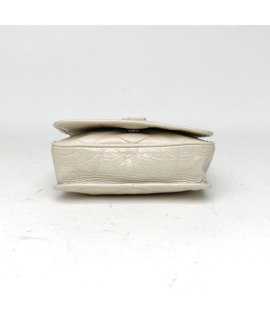 SAINT LAURENT Бежевая кожаная сумка через плечо, фото 6