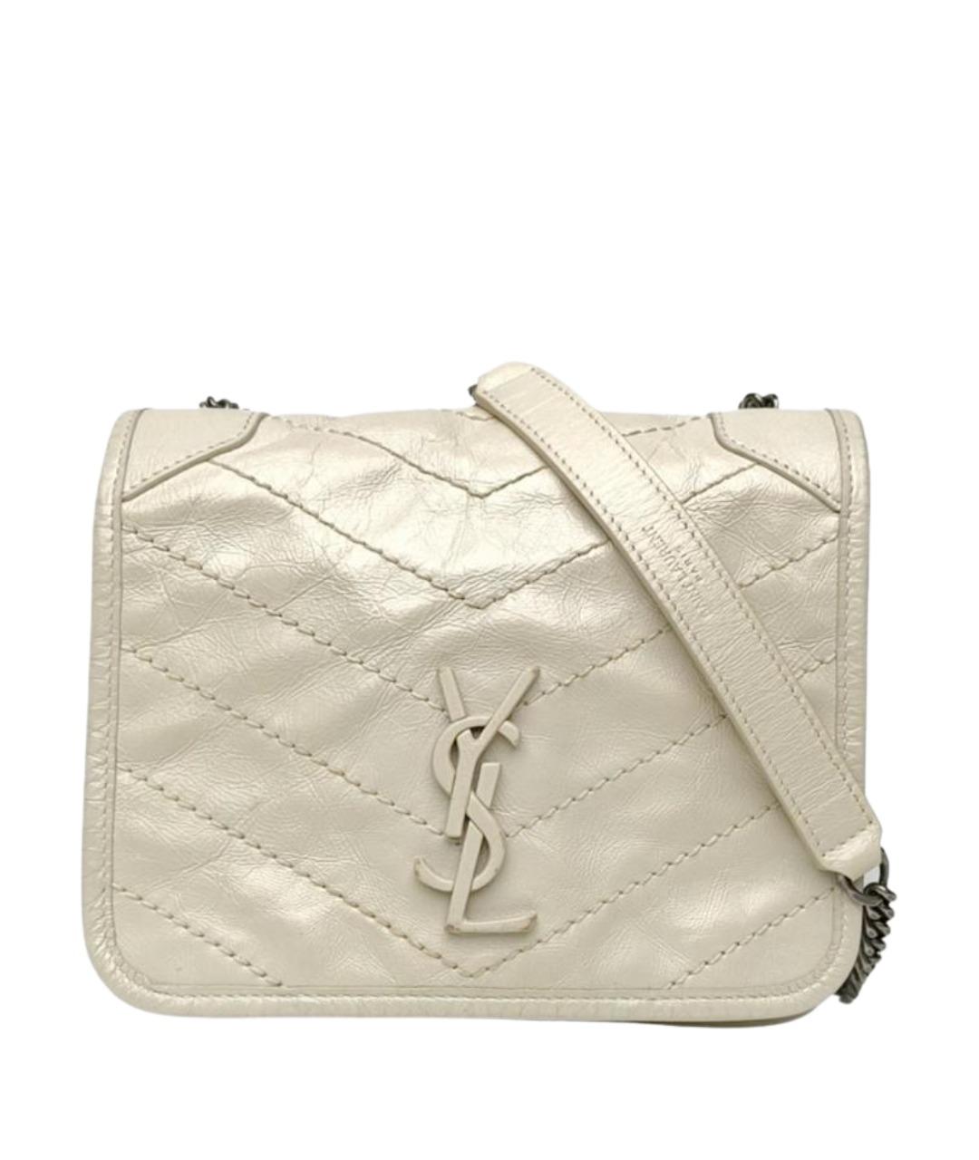 SAINT LAURENT Бежевая кожаная сумка через плечо, фото 1