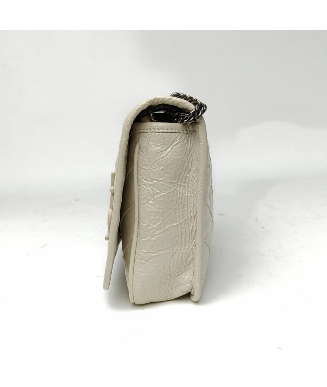 SAINT LAURENT Бежевая кожаная сумка через плечо, фото 3
