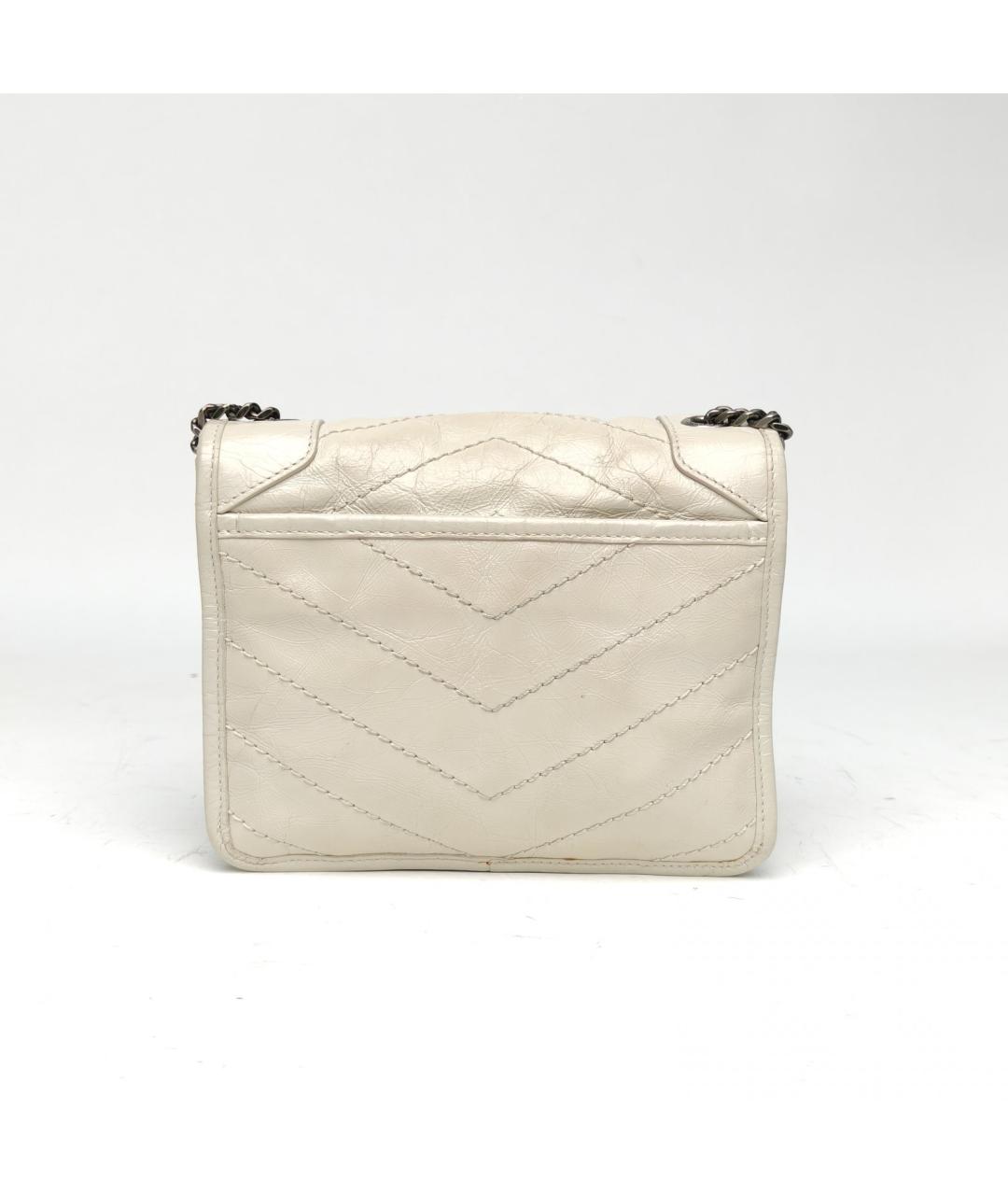 SAINT LAURENT Бежевая кожаная сумка через плечо, фото 4