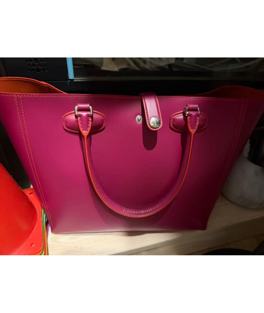 LOEWE Фуксия кожаная сумка с короткими ручками, фото 8