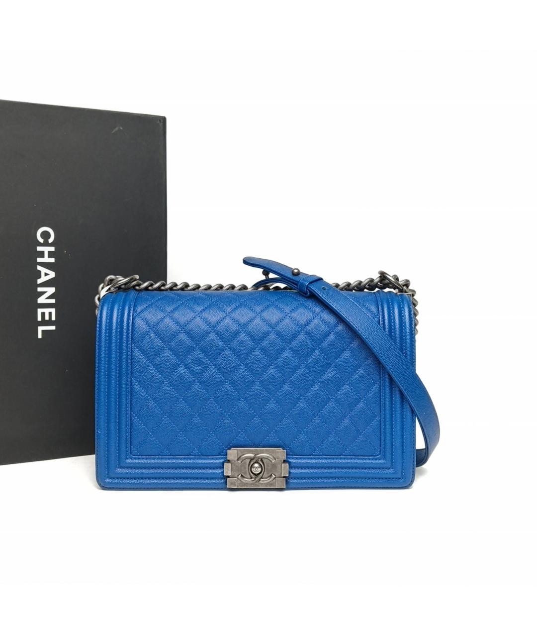 CHANEL Синяя кожаная сумка через плечо, фото 9