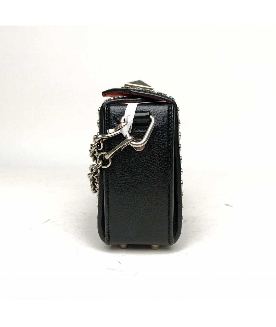 ALEXANDER MCQUEEN Черная кожаная сумка через плечо, фото 3