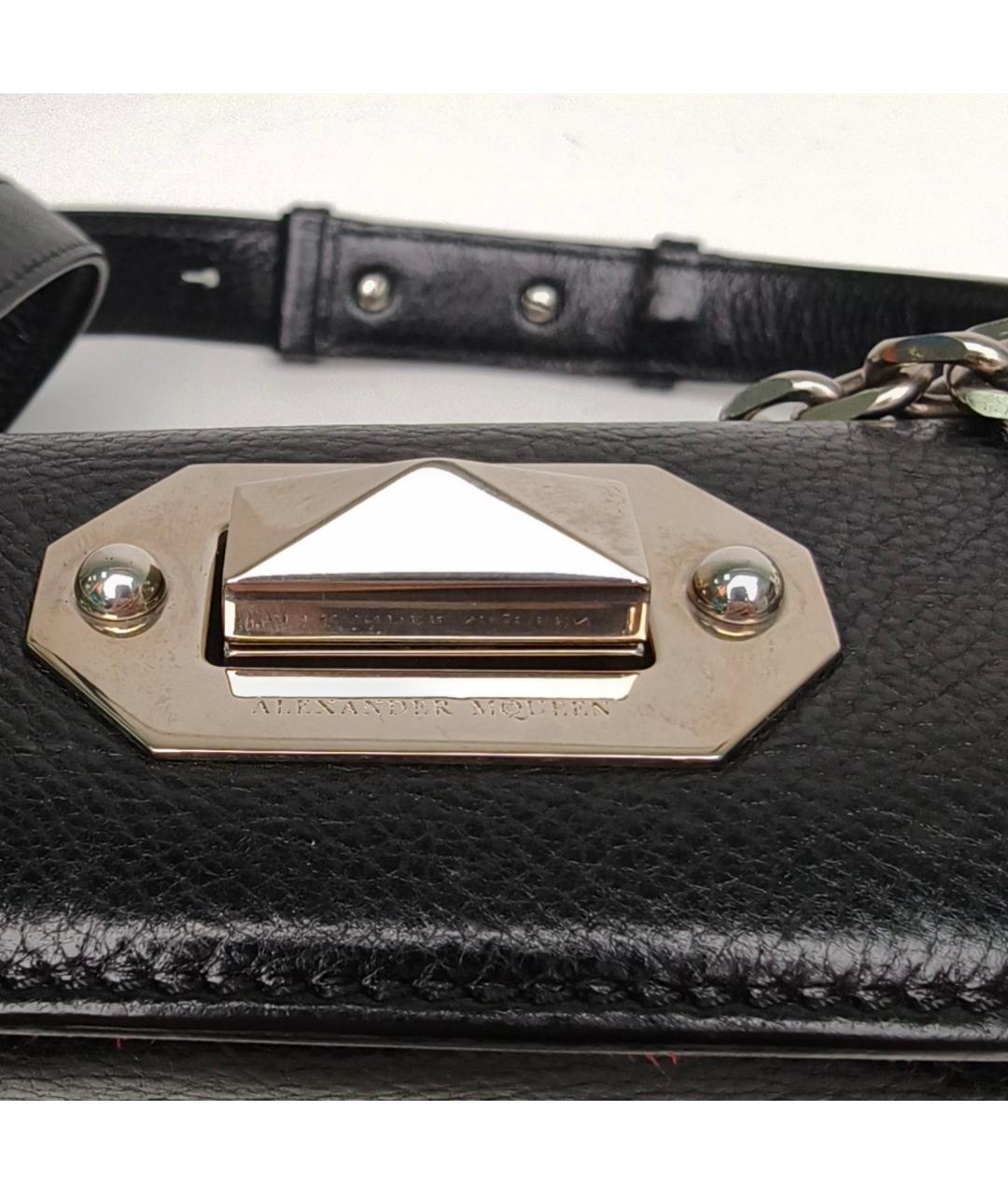 ALEXANDER MCQUEEN Черная кожаная сумка через плечо, фото 8