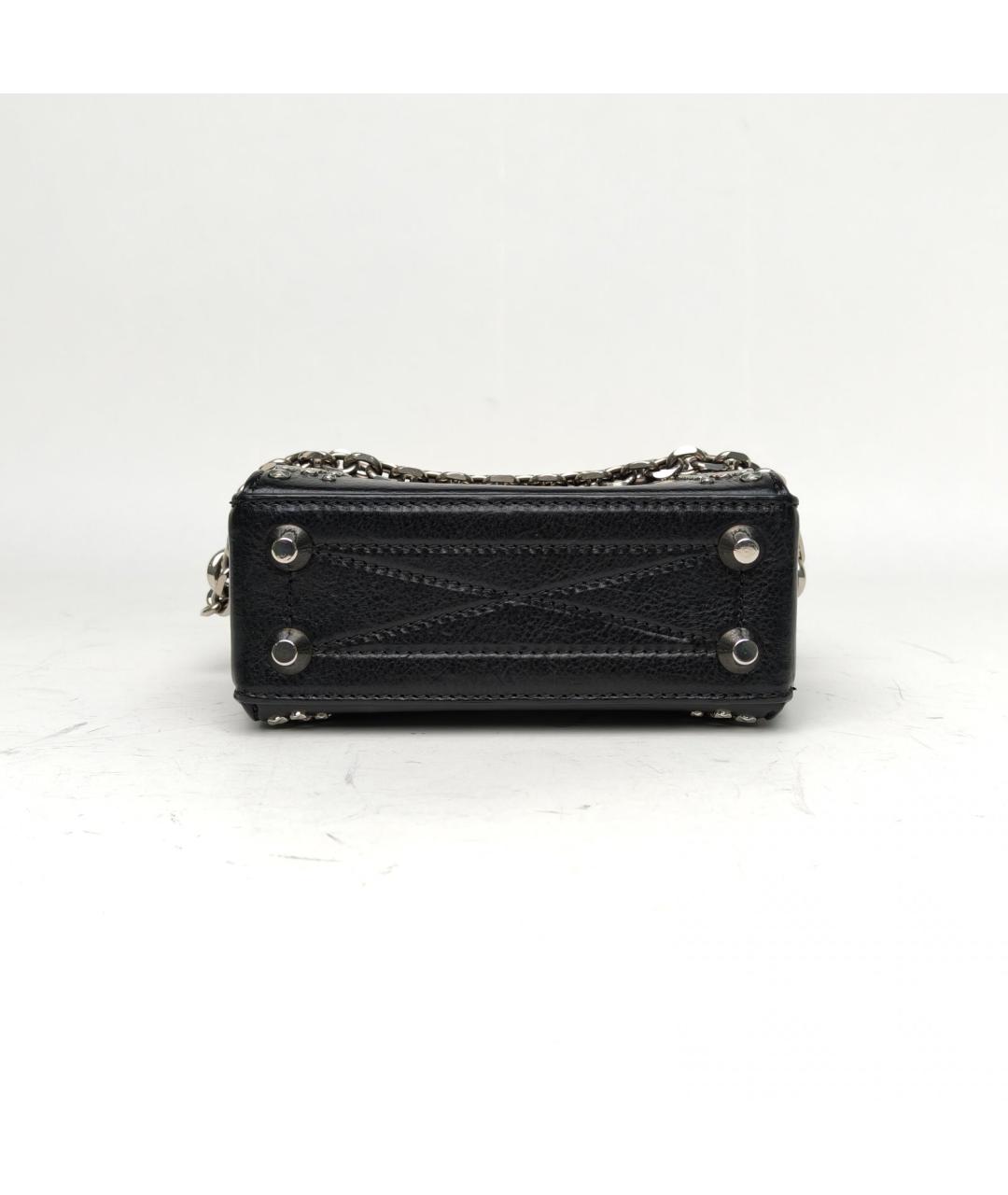 ALEXANDER MCQUEEN Черная кожаная сумка через плечо, фото 6