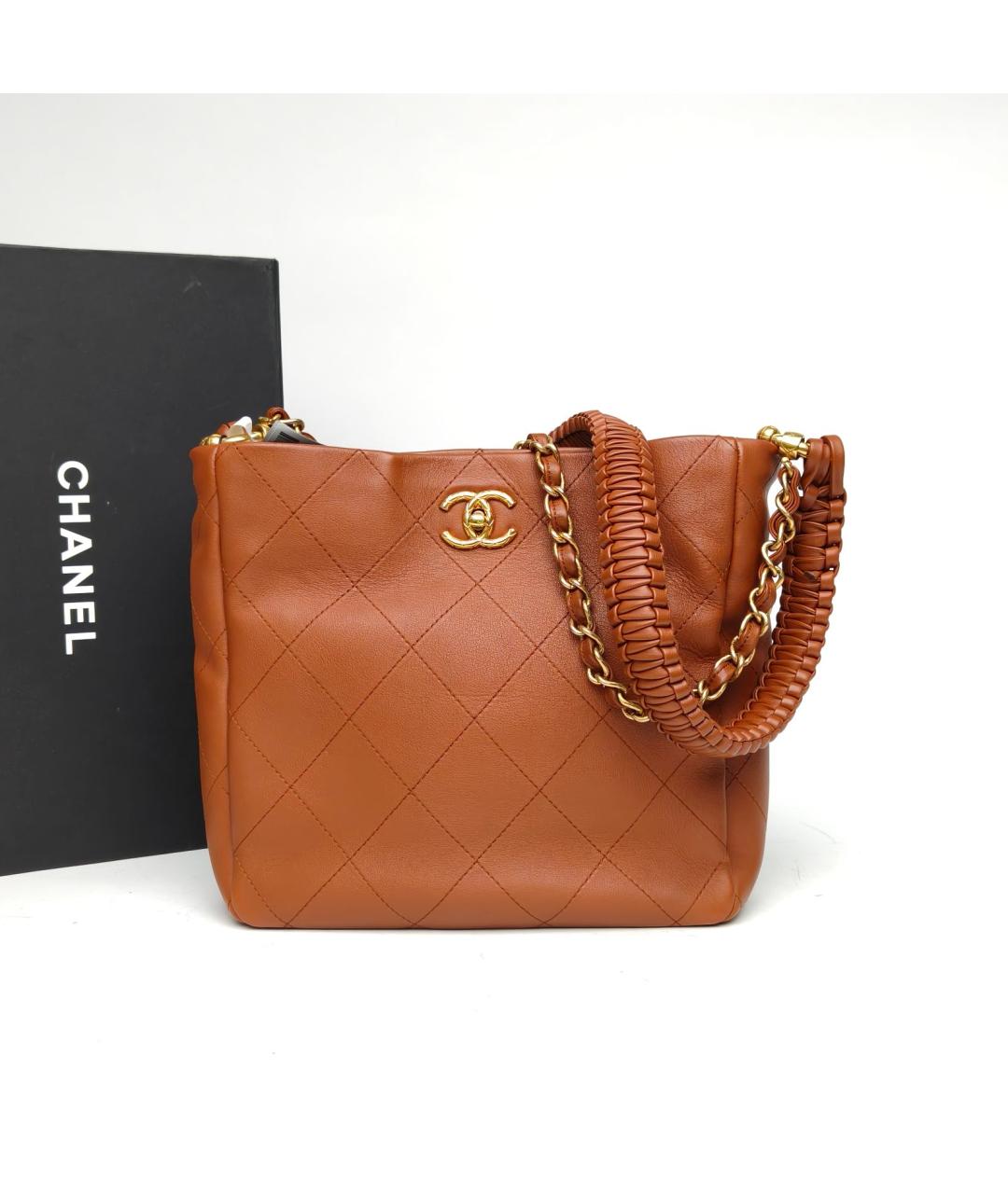 CHANEL Коричневая кожаная сумка через плечо, фото 9