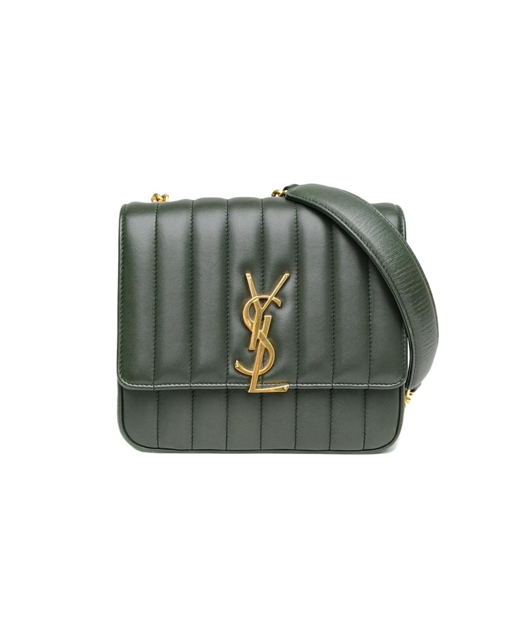 SAINT LAURENT Зеленая кожаная сумка через плечо, фото 10