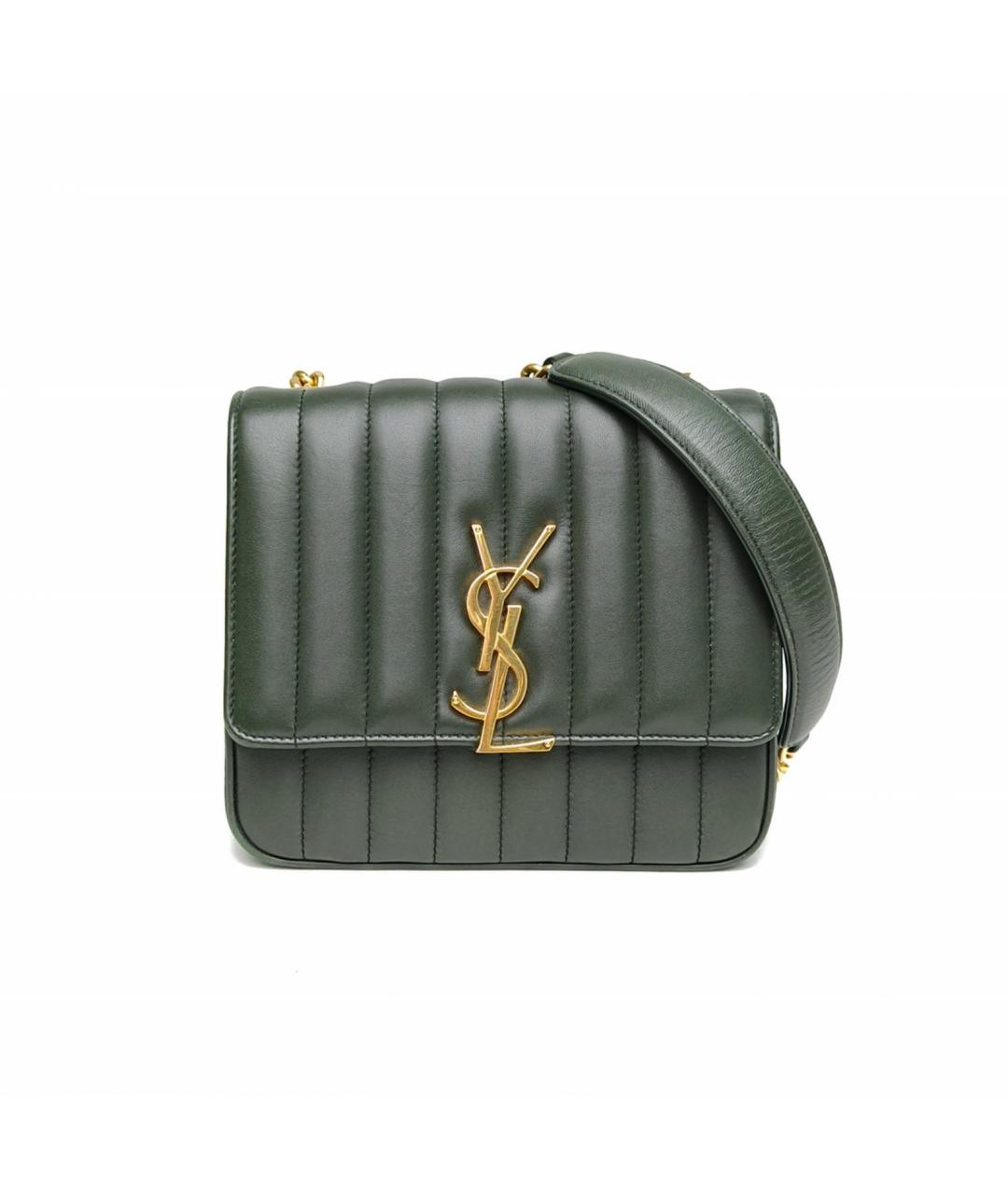 SAINT LAURENT Зеленая кожаная сумка через плечо, фото 2