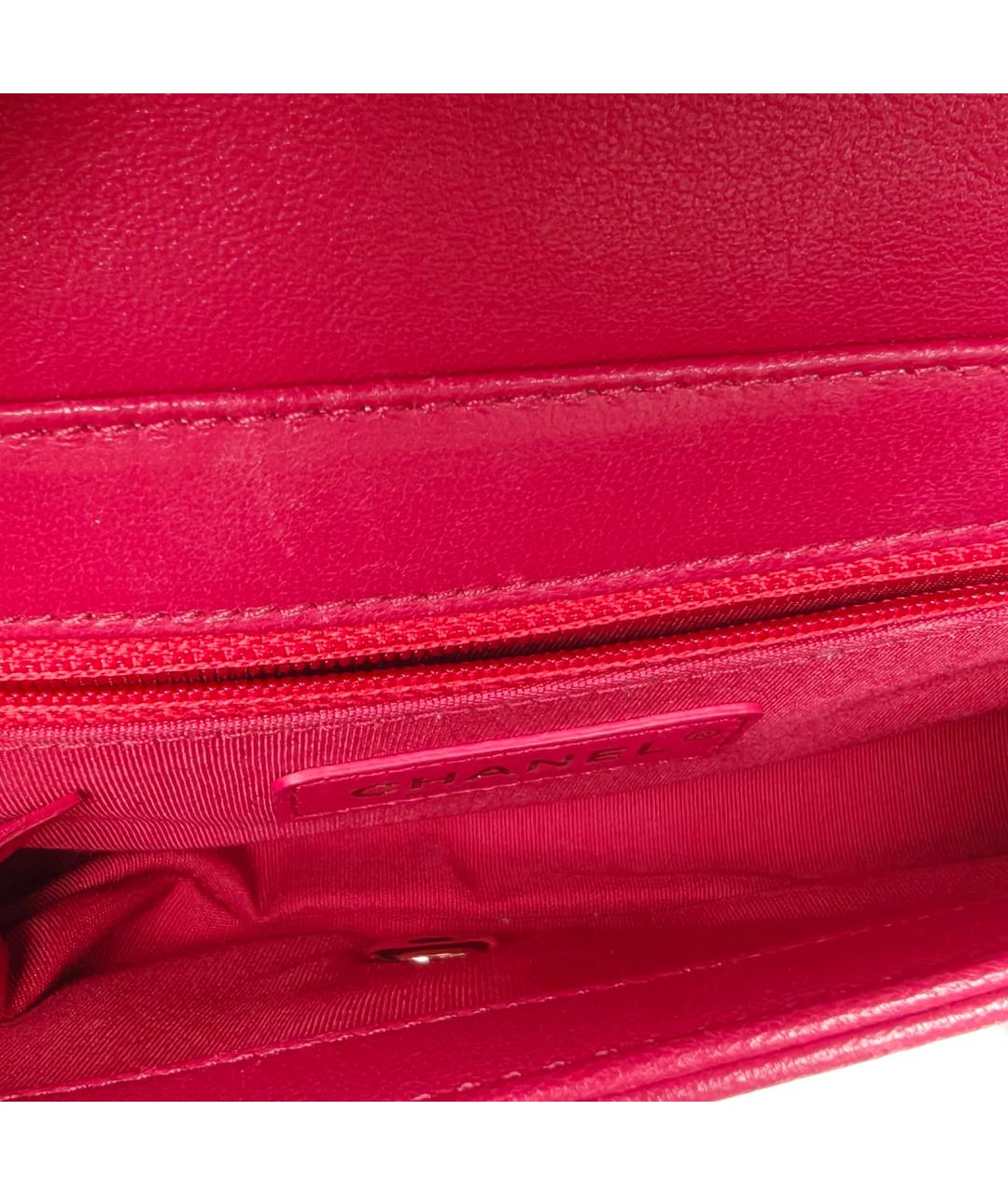 CHANEL Фуксия кожаная сумка через плечо, фото 8