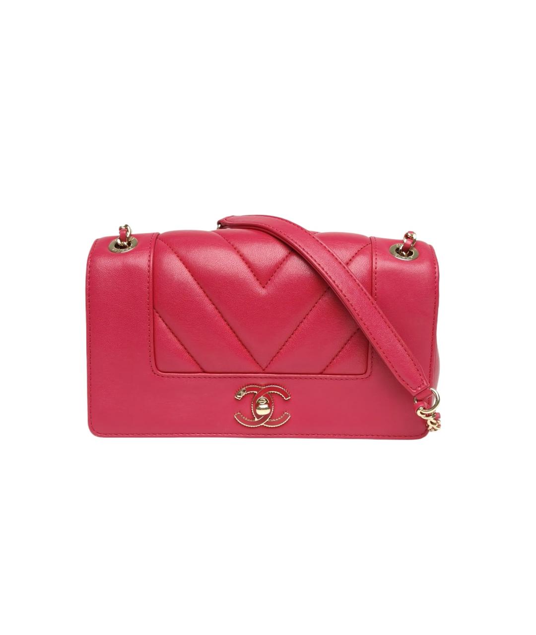 CHANEL Фуксия кожаная сумка через плечо, фото 10