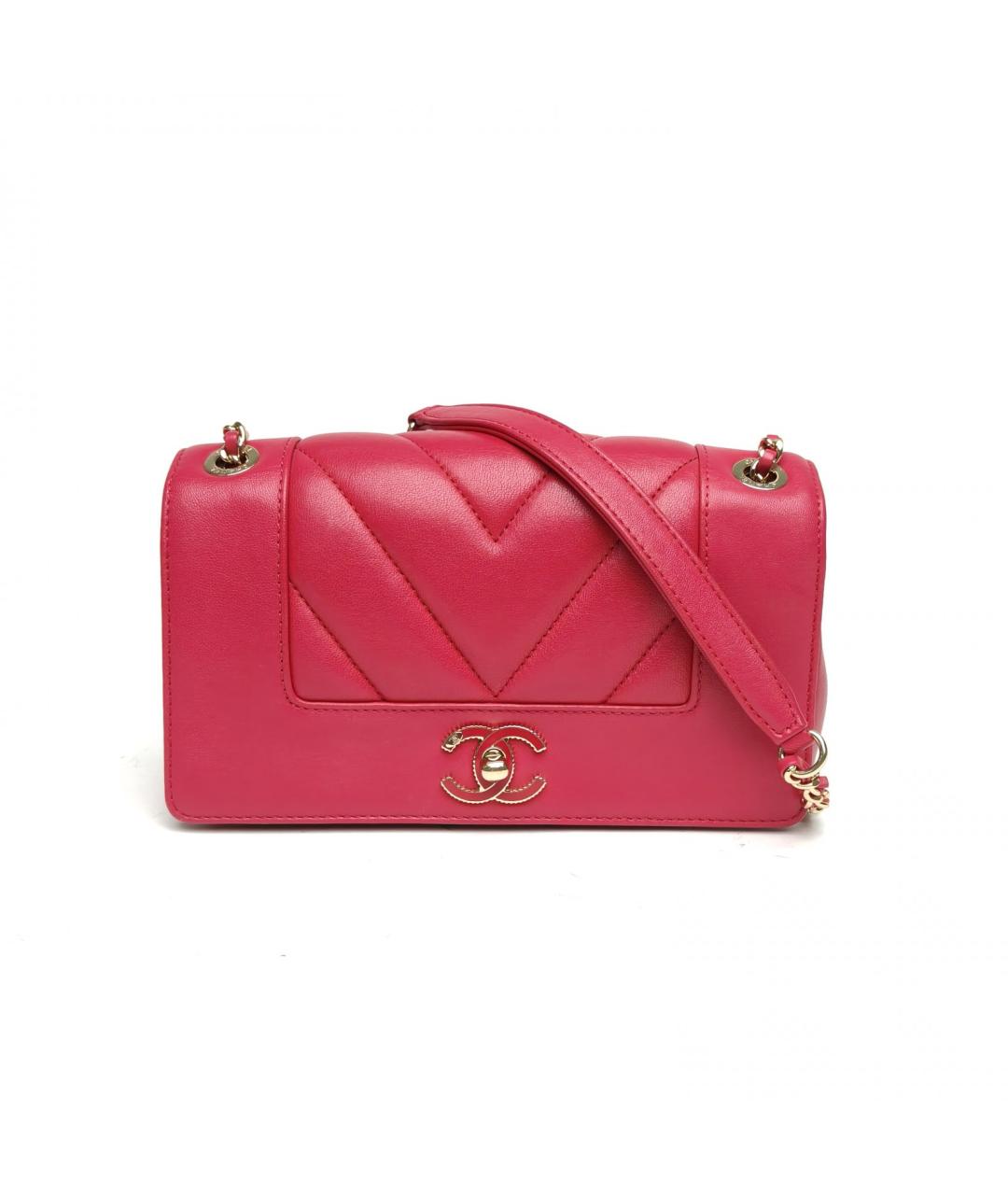 CHANEL Фуксия кожаная сумка через плечо, фото 2