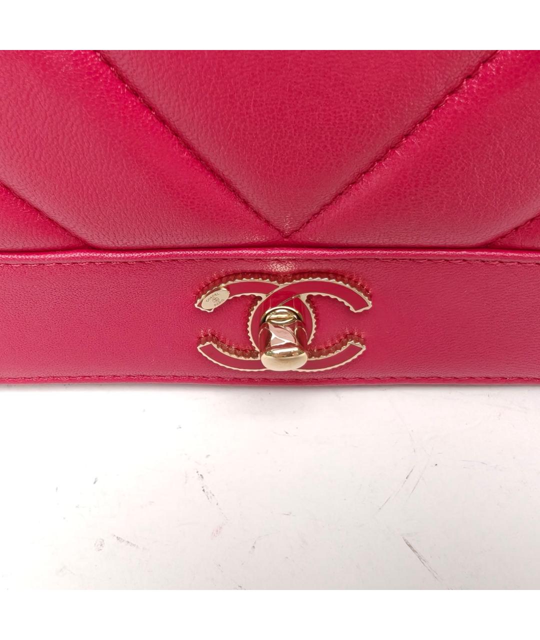 CHANEL Фуксия кожаная сумка через плечо, фото 7