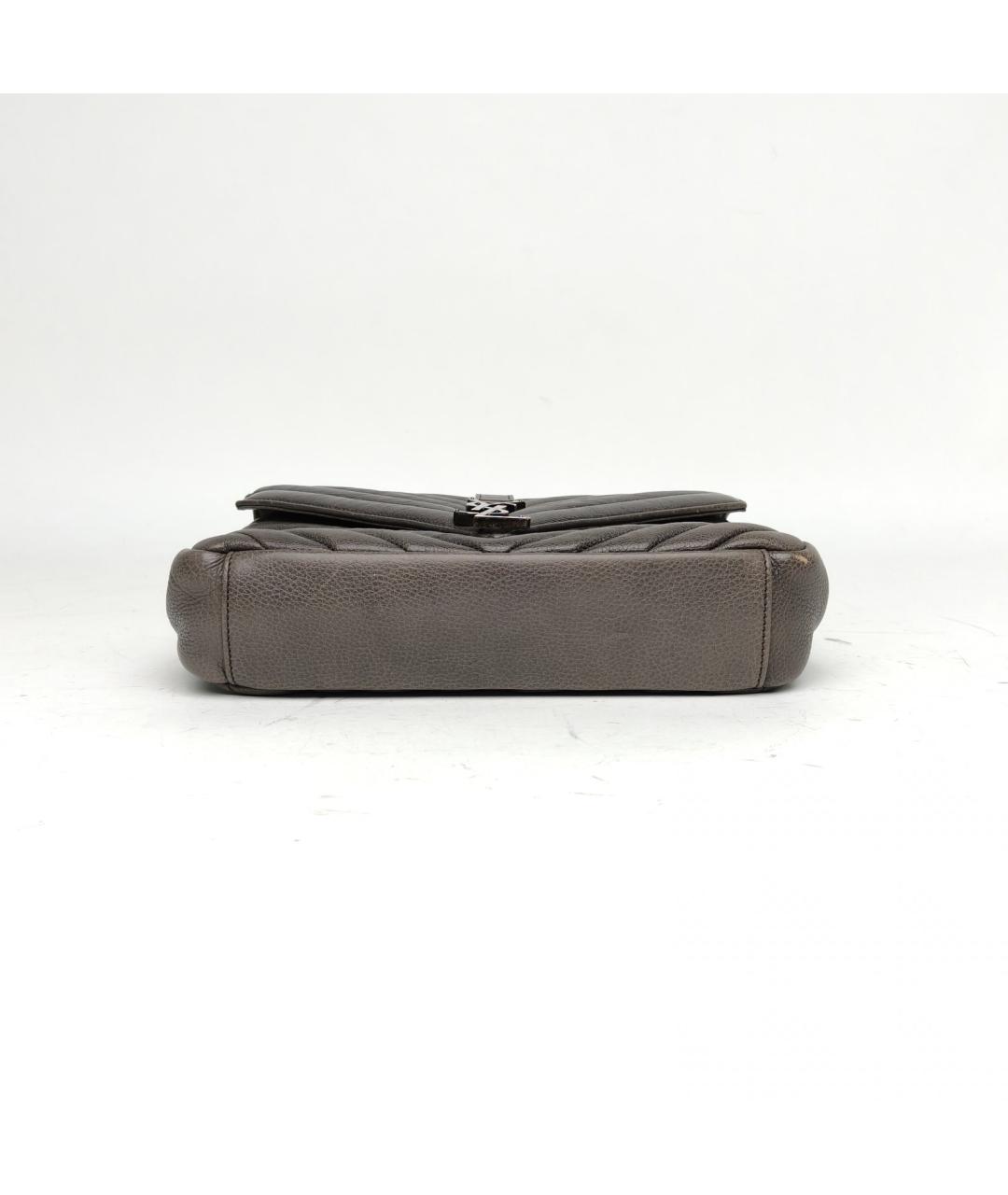 SAINT LAURENT Серая кожаная сумка через плечо, фото 6