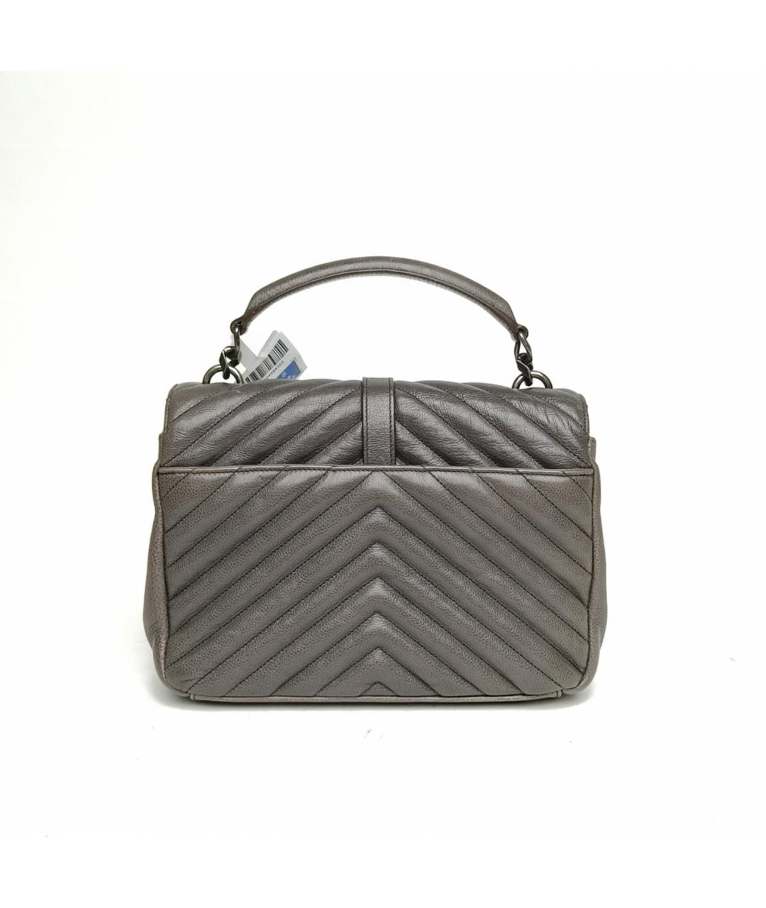 SAINT LAURENT Серая кожаная сумка через плечо, фото 4