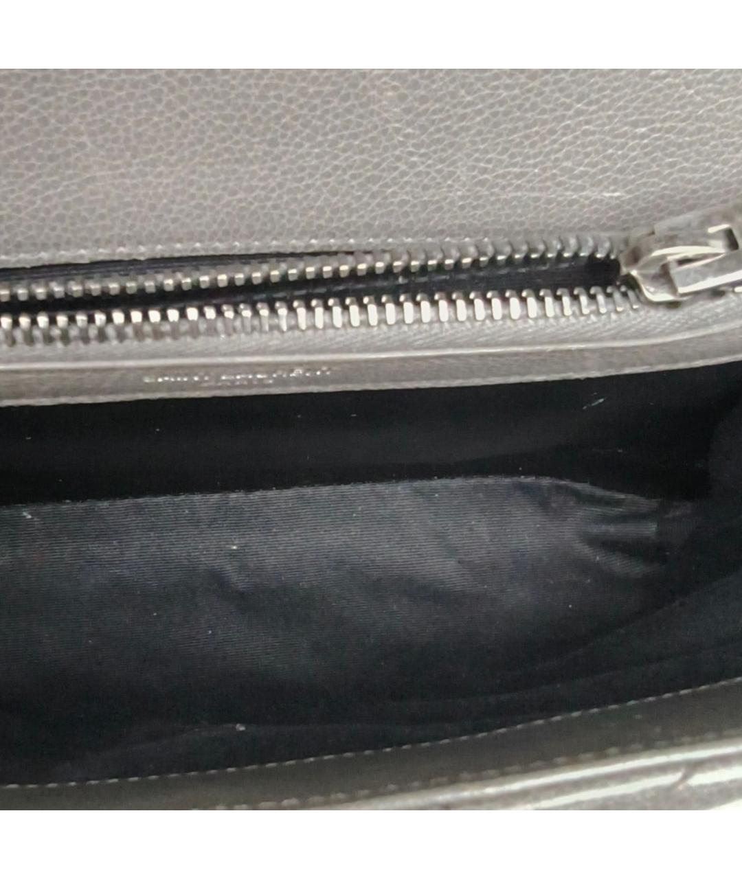 SAINT LAURENT Серая кожаная сумка через плечо, фото 8