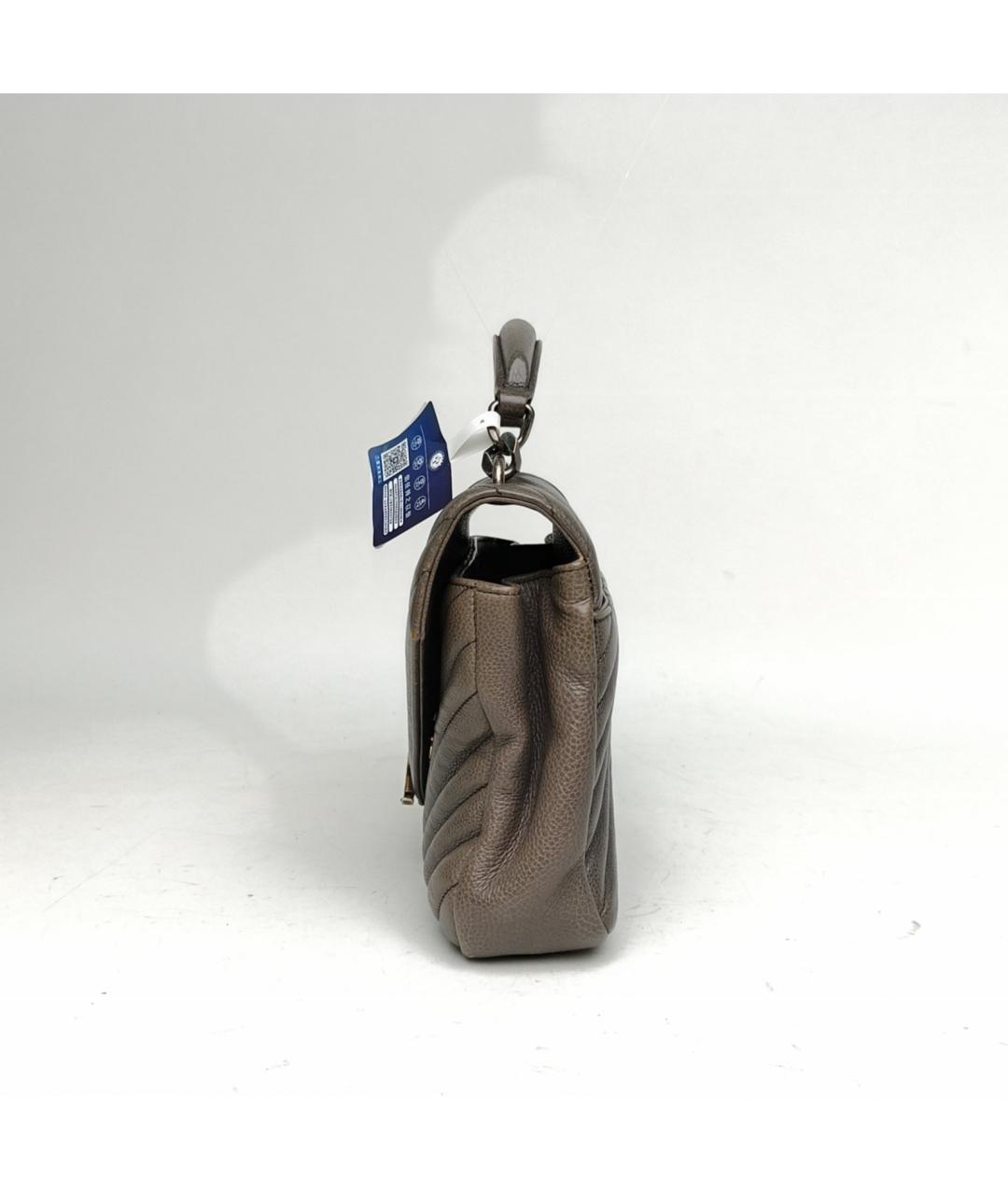 SAINT LAURENT Серая кожаная сумка через плечо, фото 3
