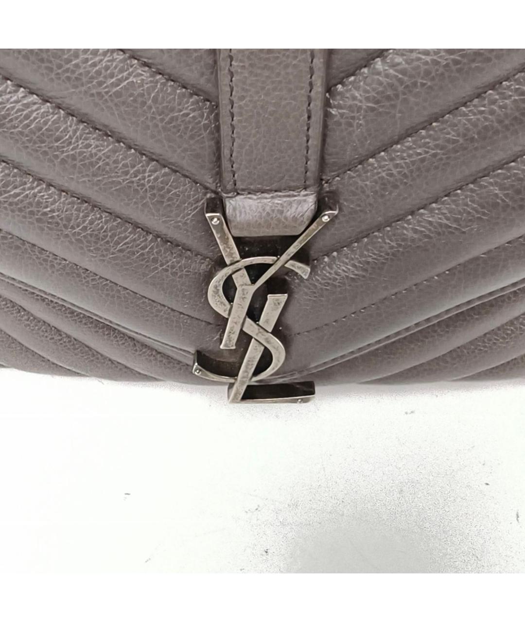 SAINT LAURENT Серая кожаная сумка через плечо, фото 7