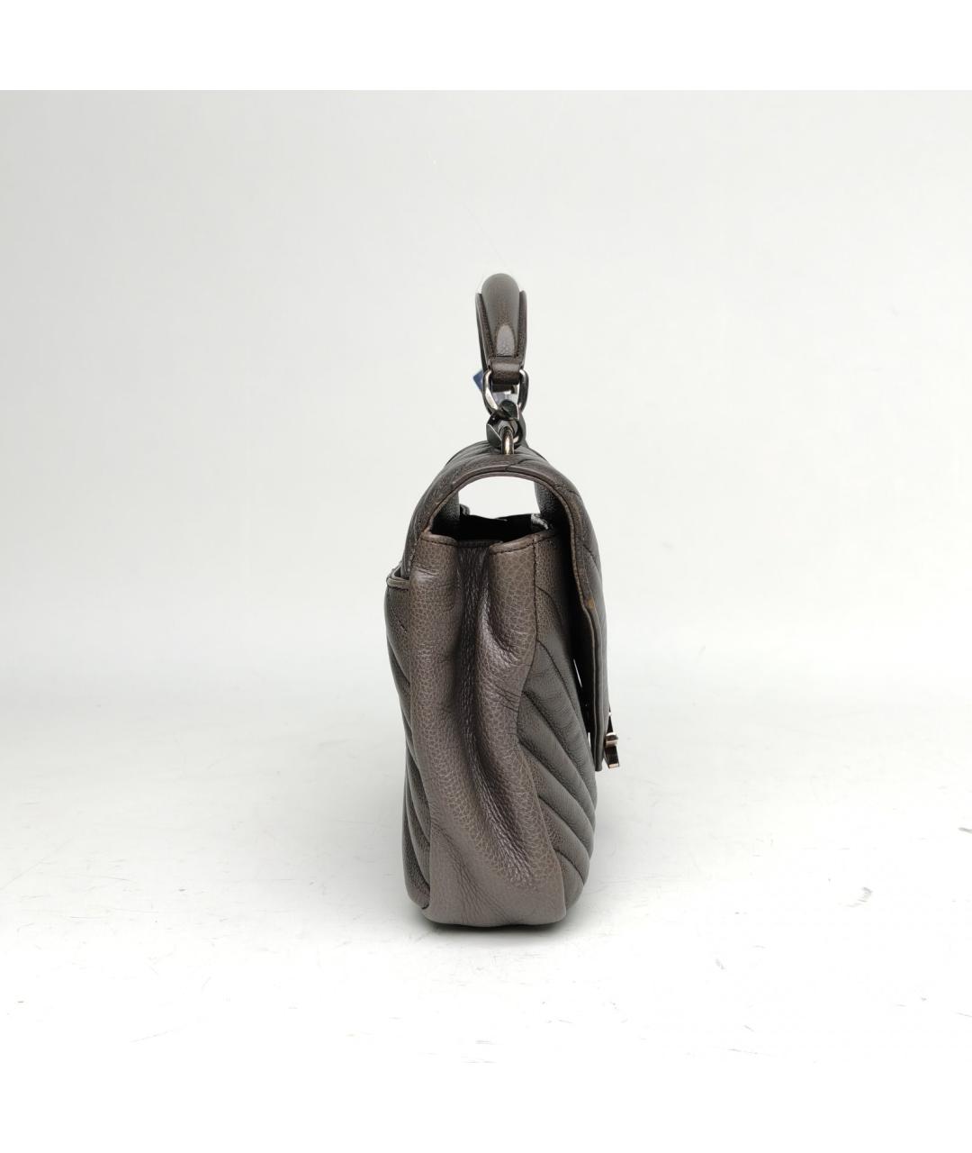 SAINT LAURENT Серая кожаная сумка через плечо, фото 5