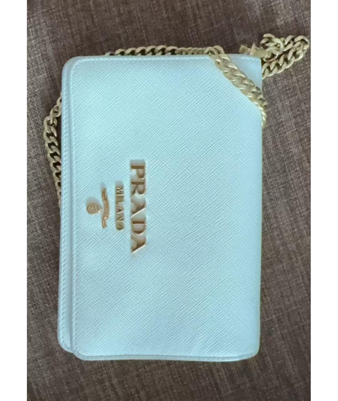 PRADA Белая кожаная сумка через плечо, фото 9