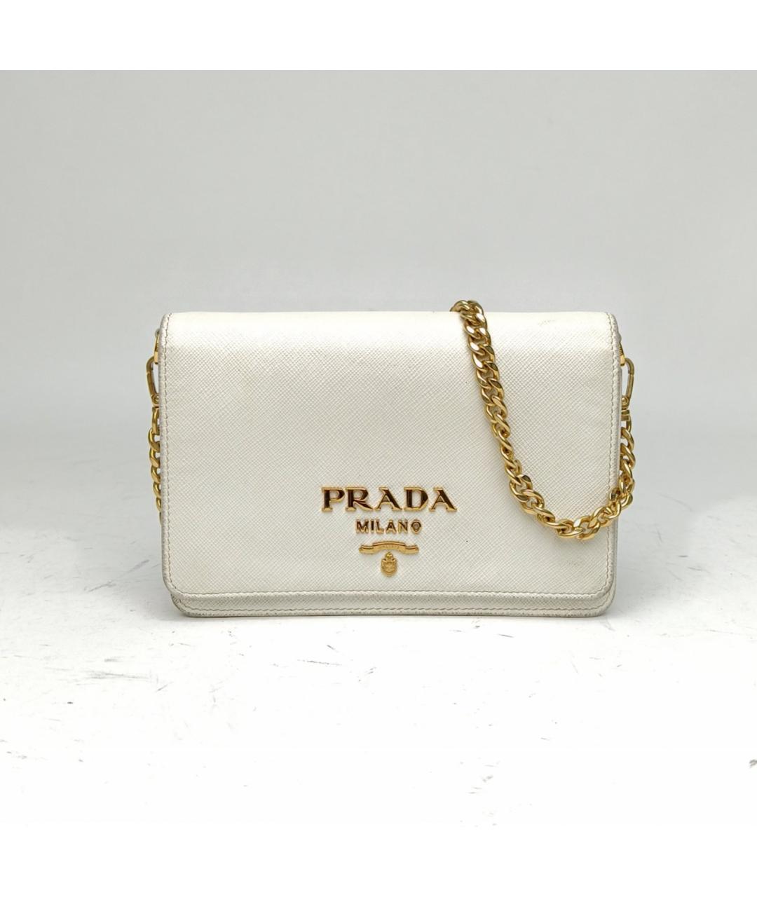 PRADA Белая кожаная сумка через плечо, фото 2