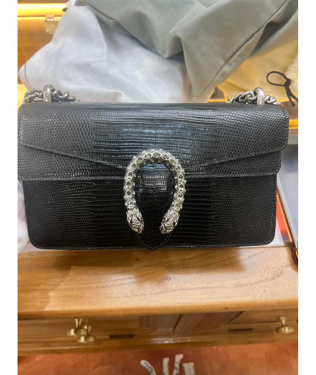 GUCCI Черная сумка через плечо из экзотической кожи, фото 9