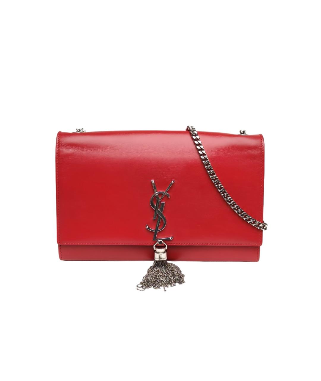 SAINT LAURENT Красная кожаная сумка через плечо, фото 9