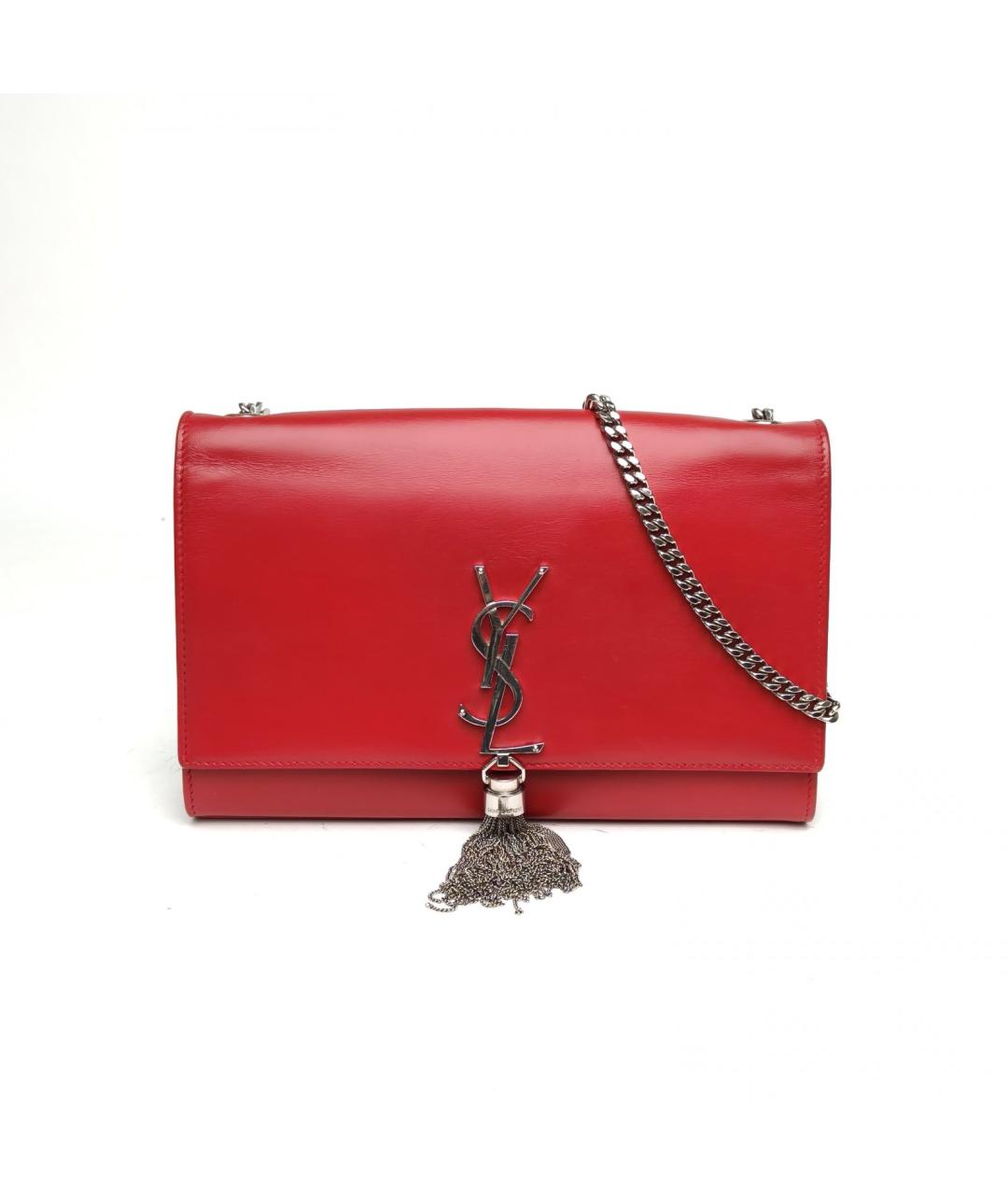 SAINT LAURENT Красная кожаная сумка через плечо, фото 2