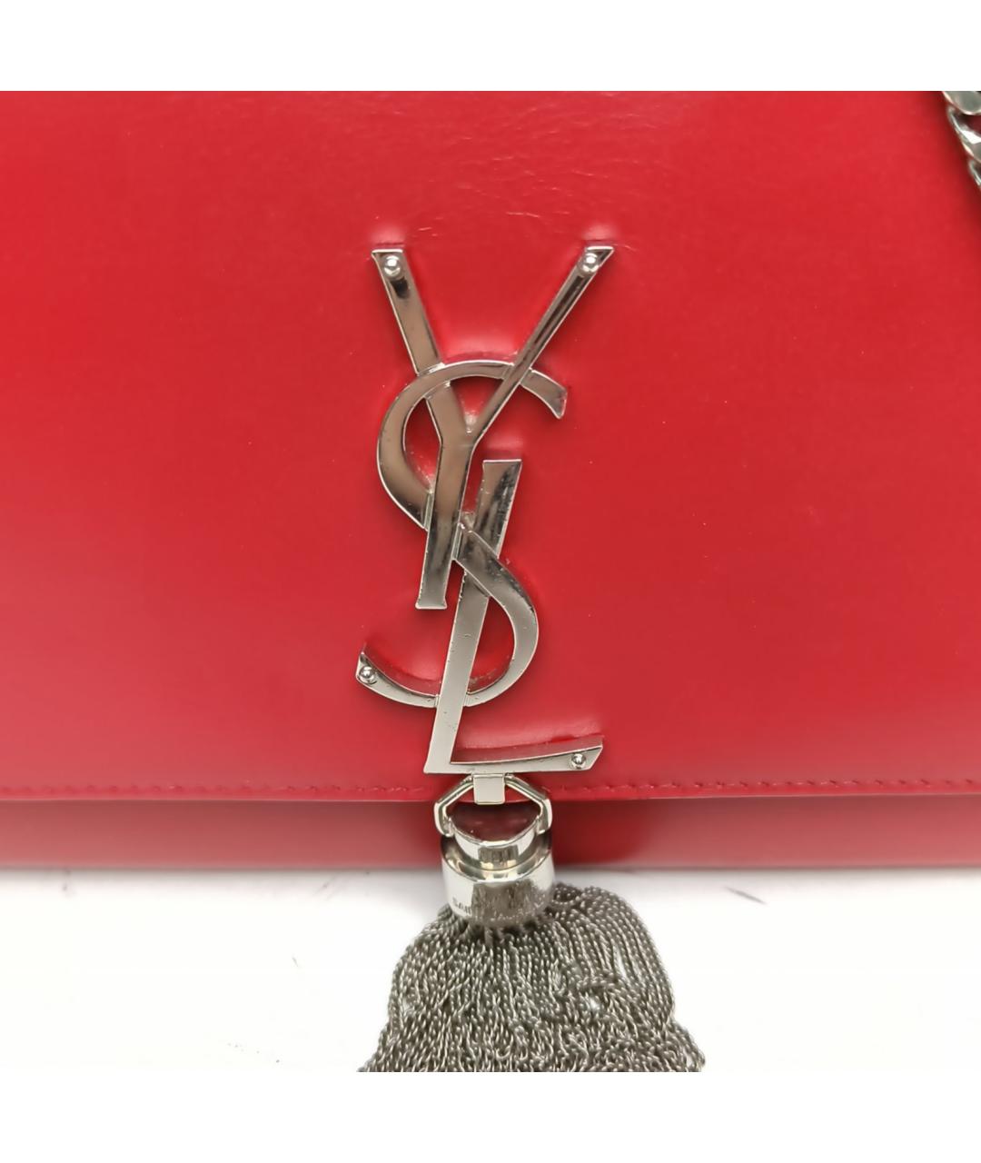 SAINT LAURENT Красная кожаная сумка через плечо, фото 8