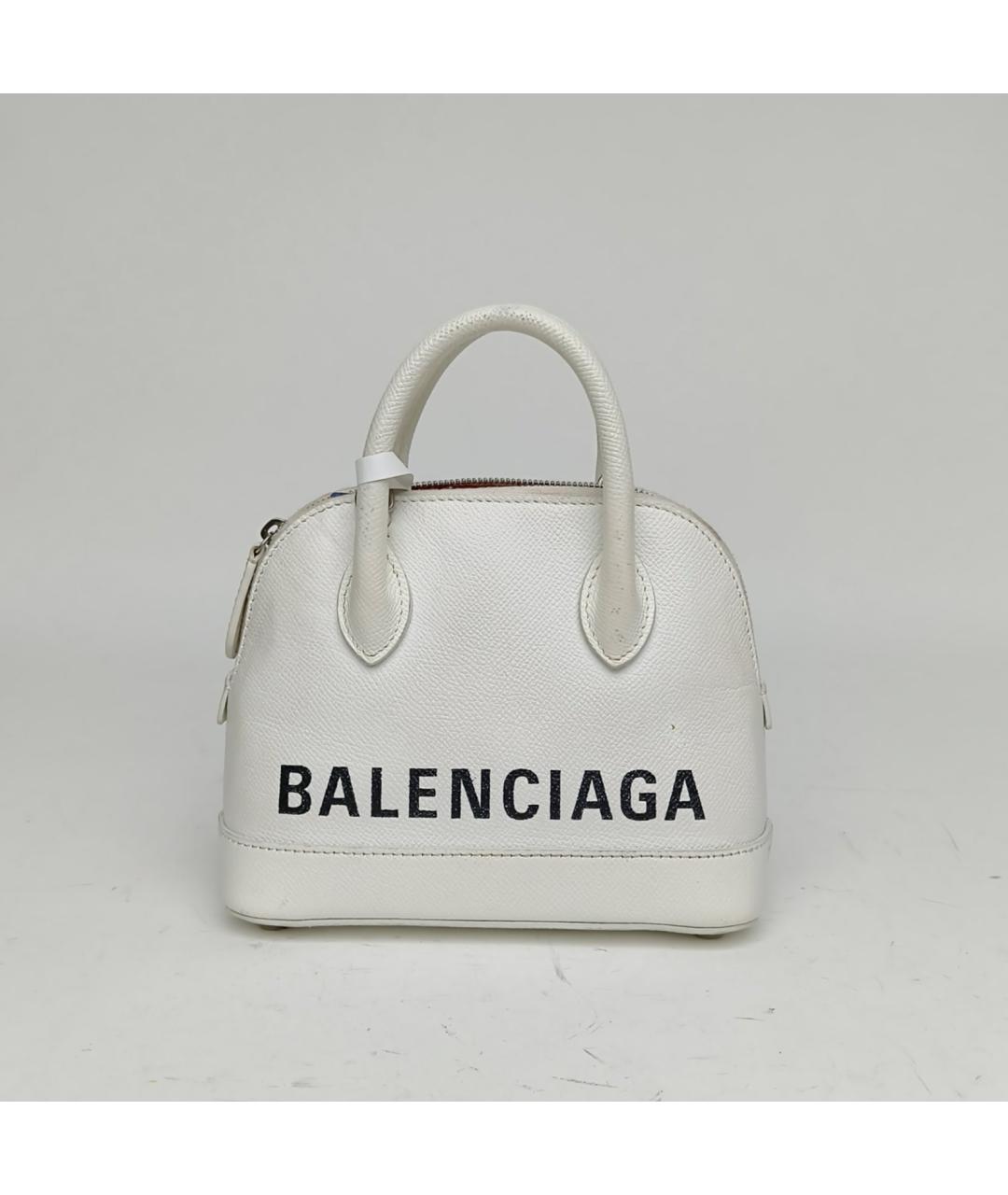 BALENCIAGA Белая кожаная сумка с короткими ручками, фото 4