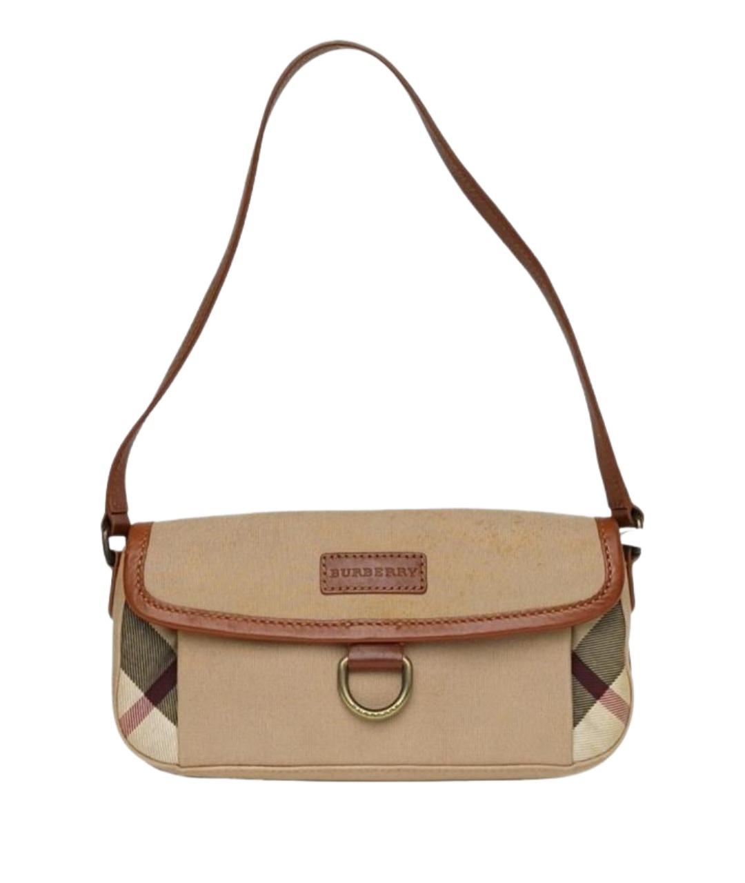 BURBERRY Бежевая тканевая сумка через плечо, фото 1