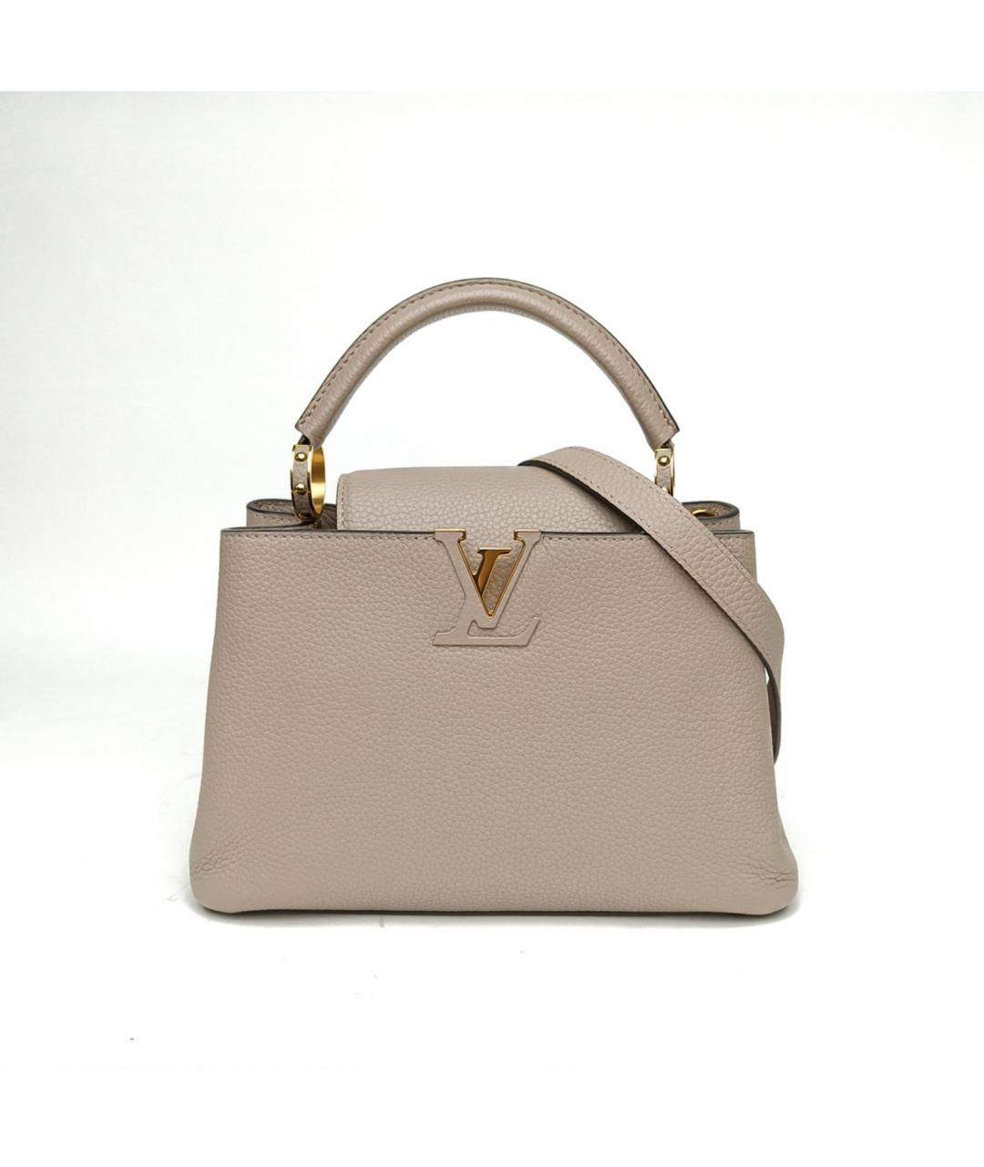 LOUIS VUITTON Серая кожаная сумка с короткими ручками, фото 3