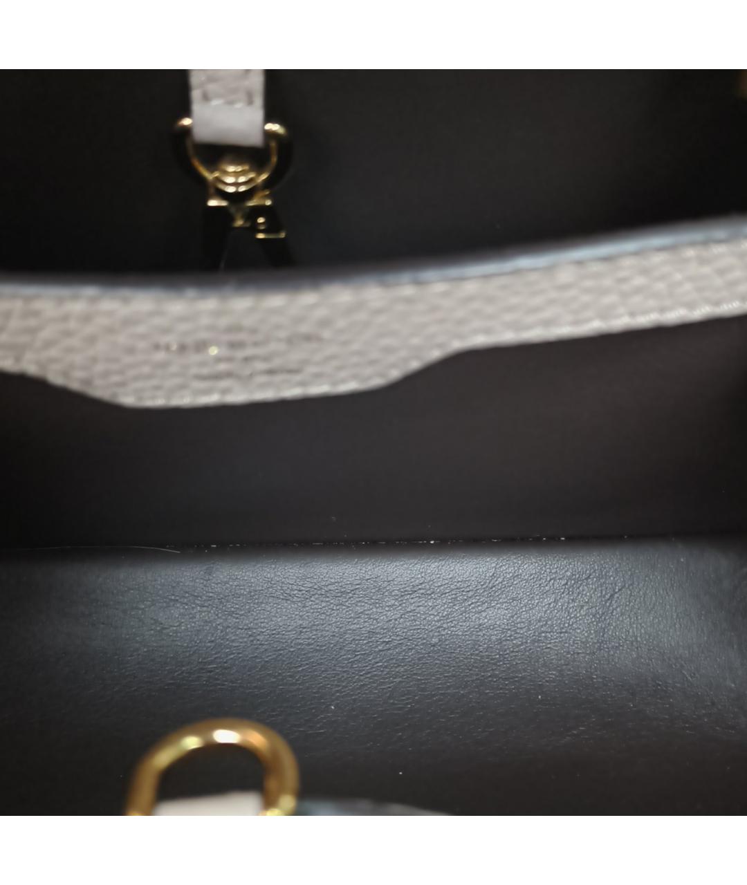 LOUIS VUITTON Серая кожаная сумка с короткими ручками, фото 9