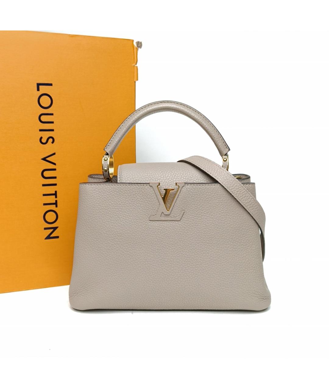 LOUIS VUITTON Серая кожаная сумка с короткими ручками, фото 10