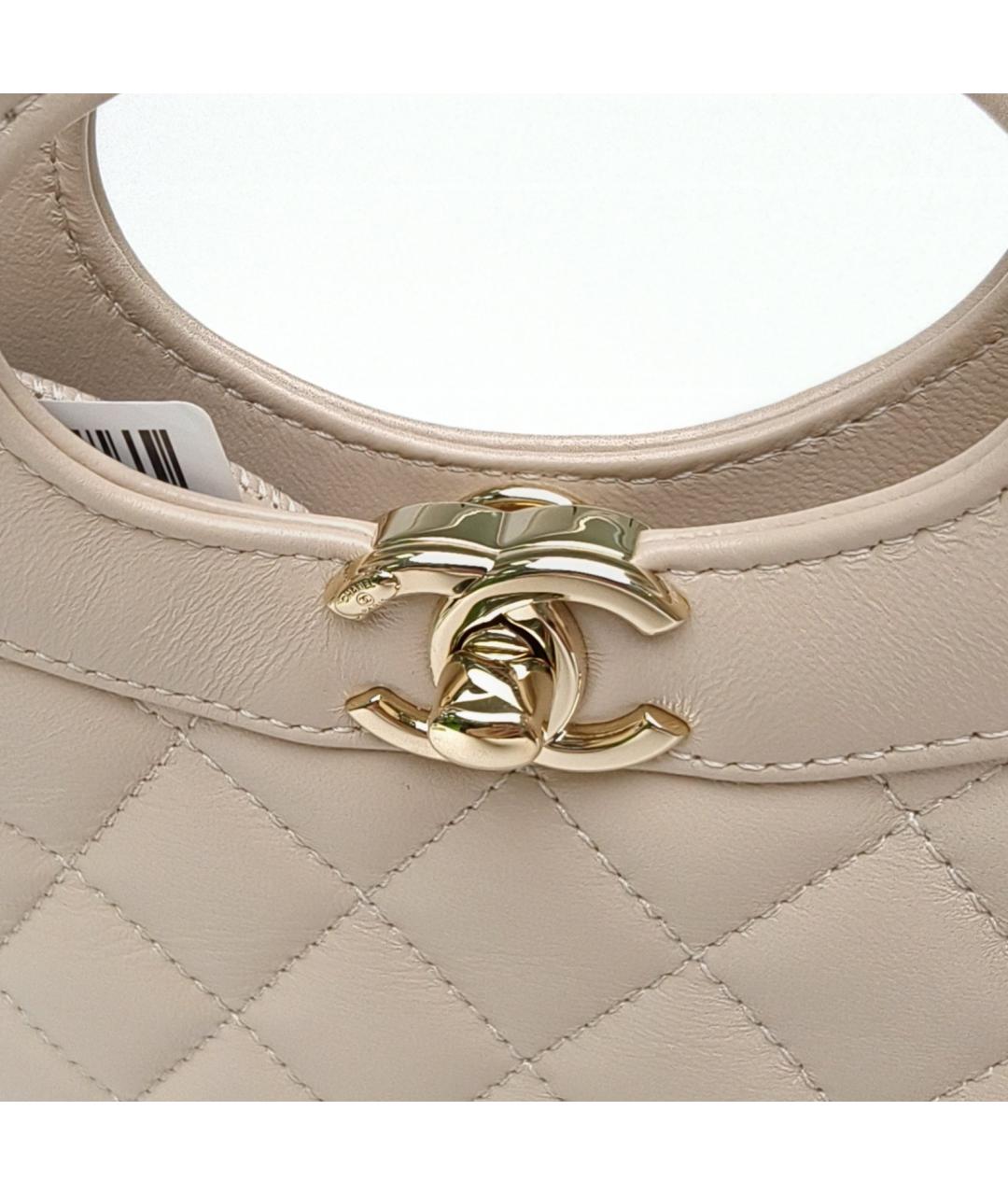 CHANEL Бежевая кожаная сумка с короткими ручками, фото 7