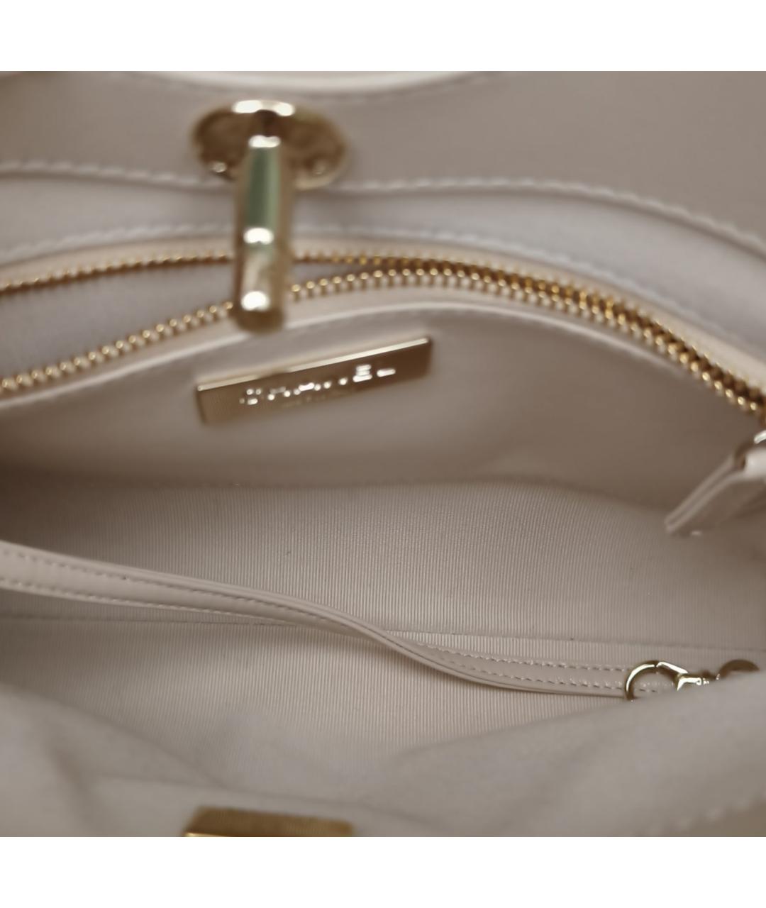 CHANEL Бежевая кожаная сумка с короткими ручками, фото 8