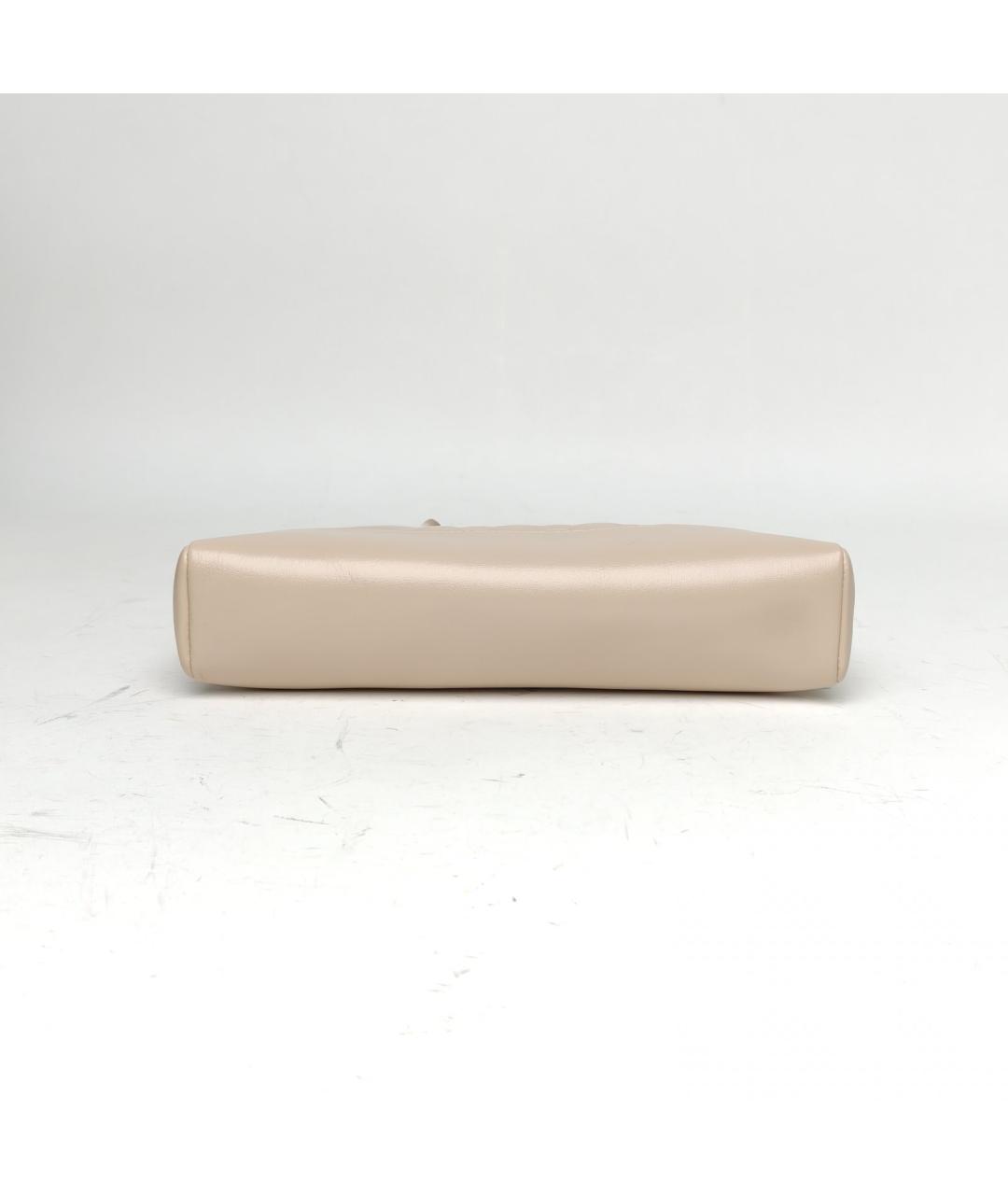 CHANEL Бежевая кожаная сумка с короткими ручками, фото 6