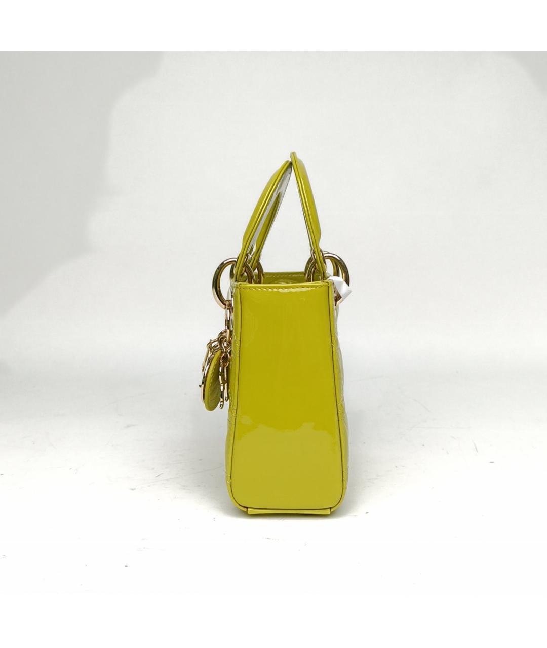 CHRISTIAN DIOR Зеленая сумка через плечо из лакированной кожи, фото 3