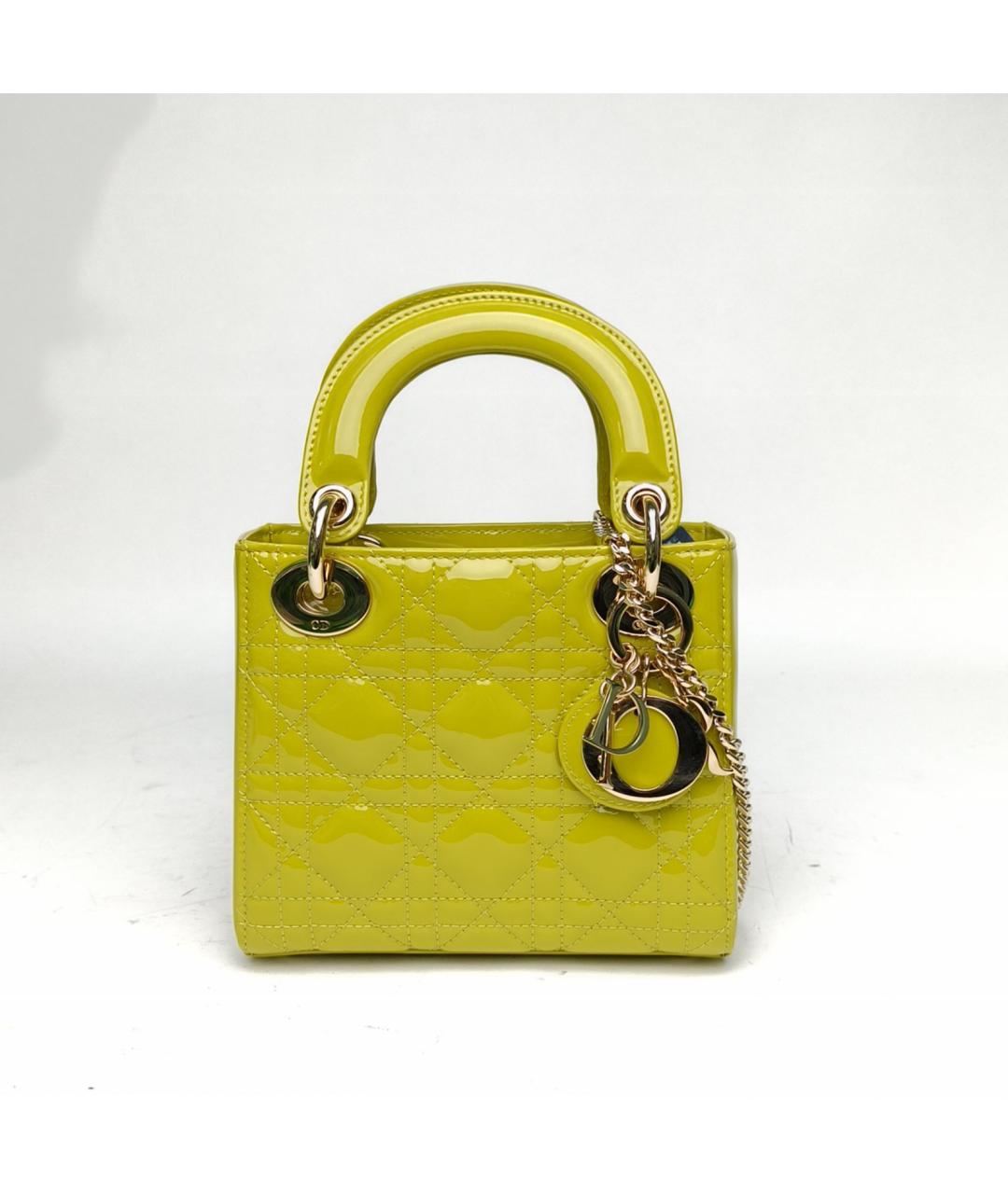 CHRISTIAN DIOR Зеленая сумка через плечо из лакированной кожи, фото 2
