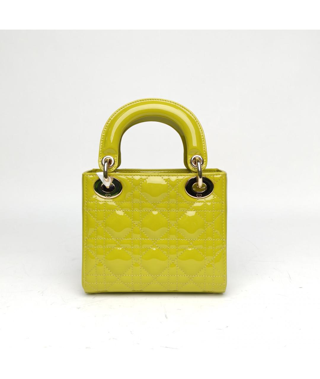 CHRISTIAN DIOR Зеленая сумка через плечо из лакированной кожи, фото 4