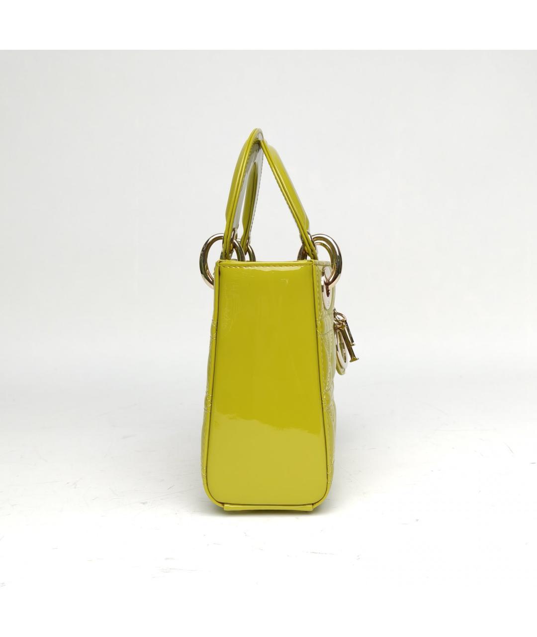 CHRISTIAN DIOR Зеленая сумка через плечо из лакированной кожи, фото 5