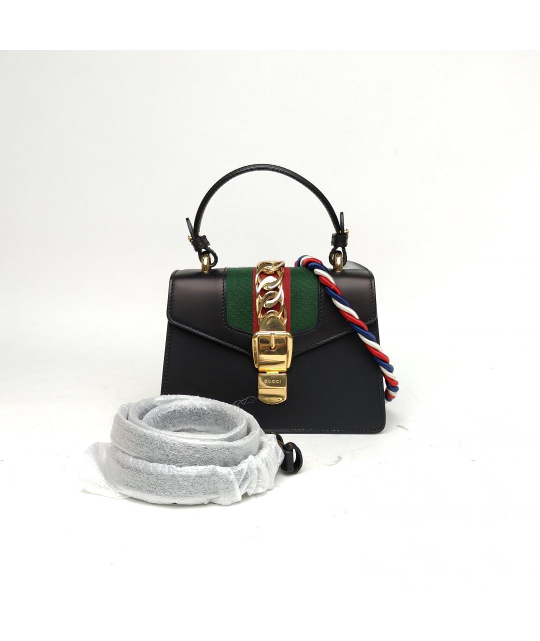 GUCCI Черная кожаная сумка с короткими ручками, фото 9